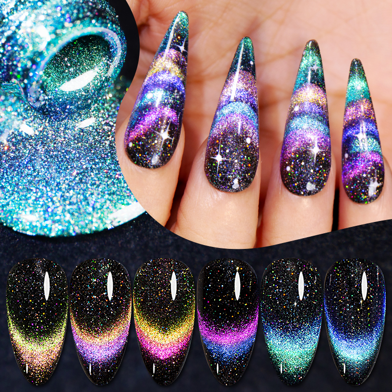 Best of PUENTE 7.5ML Double Light Reflective Disco Flashing Cat Magnetic Gel Nail Polish Sparkling Rainbow Cat Eye Gel Nail Art Varnish Reviews & Tips