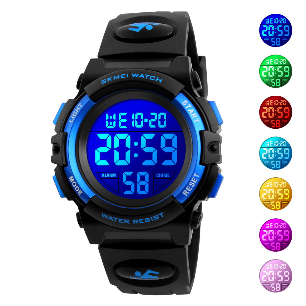 Skmei LED Light Display Digital Children's Watches For Boys Girls Watch Alarm Clock 5Bar Waterproof Kids Wristwatches 1266