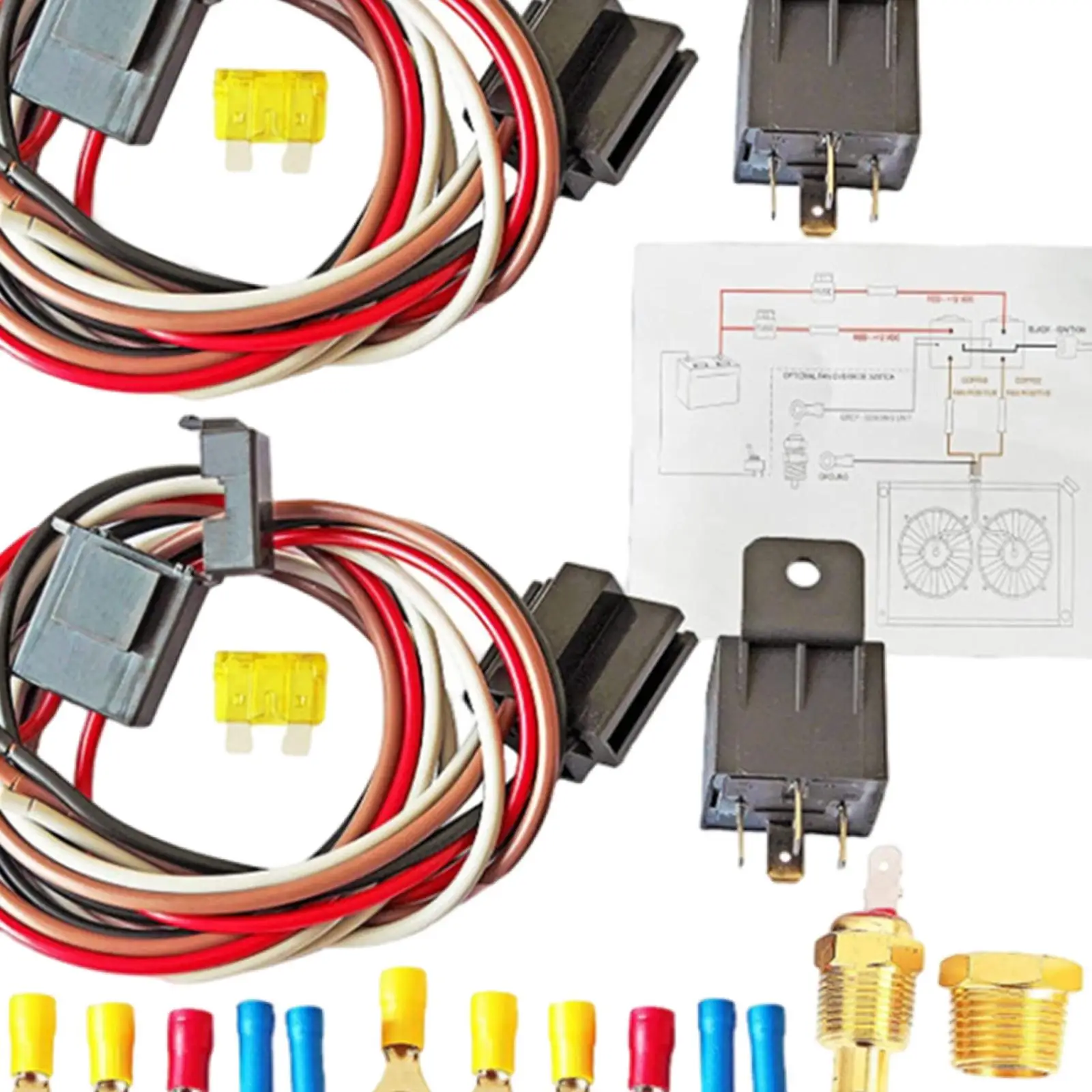 40 Amp Dual Electric Fan Wiring Kit, Wiring Relay Kit Replace Parts ACC