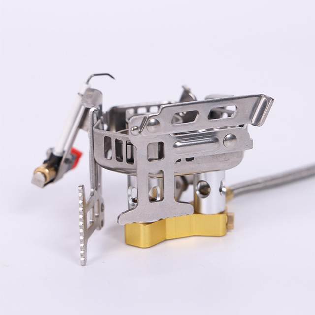 Folding Camping Gas Stove Windproof with Piezo Ignition Backpacking Stove Camp