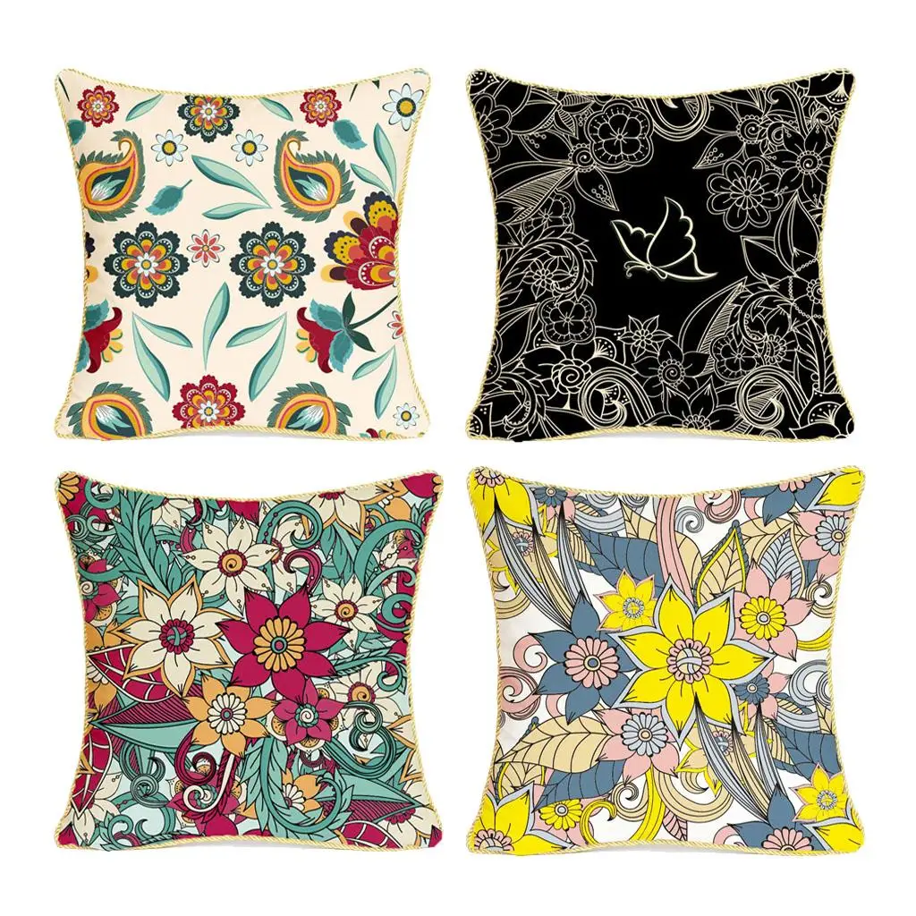  Flowers Velvet Cushion Covers Pillow For Sofa Bed-18x18inch 04, 45x45cm