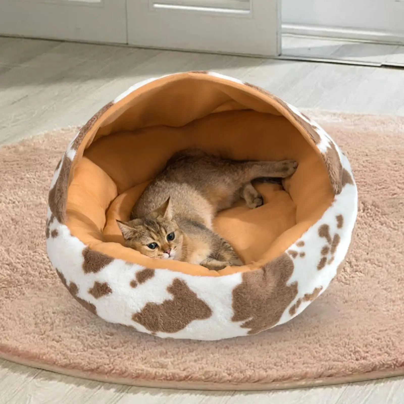 Cave Cat Bed Dog Tent Self Warming Hand or Machine Washable Warm Pet House for Small Medium Dog Kitty