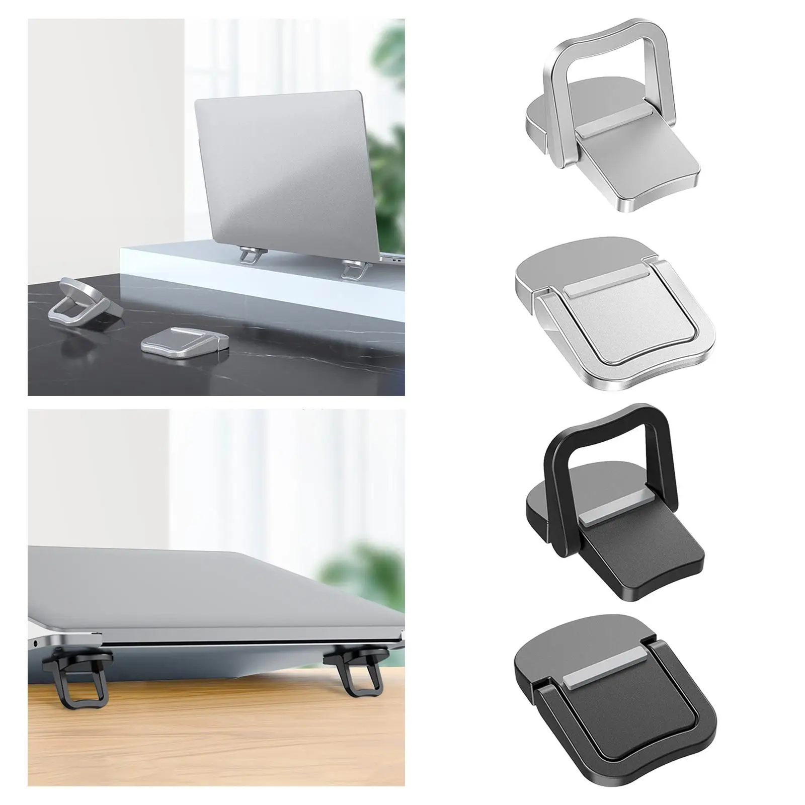 2 Pieces Portable Laptop Stand Laptop Feet Nonslip Base Self Adhesive Heat Dissipation Computer Kickstand for Desk Travel Home
