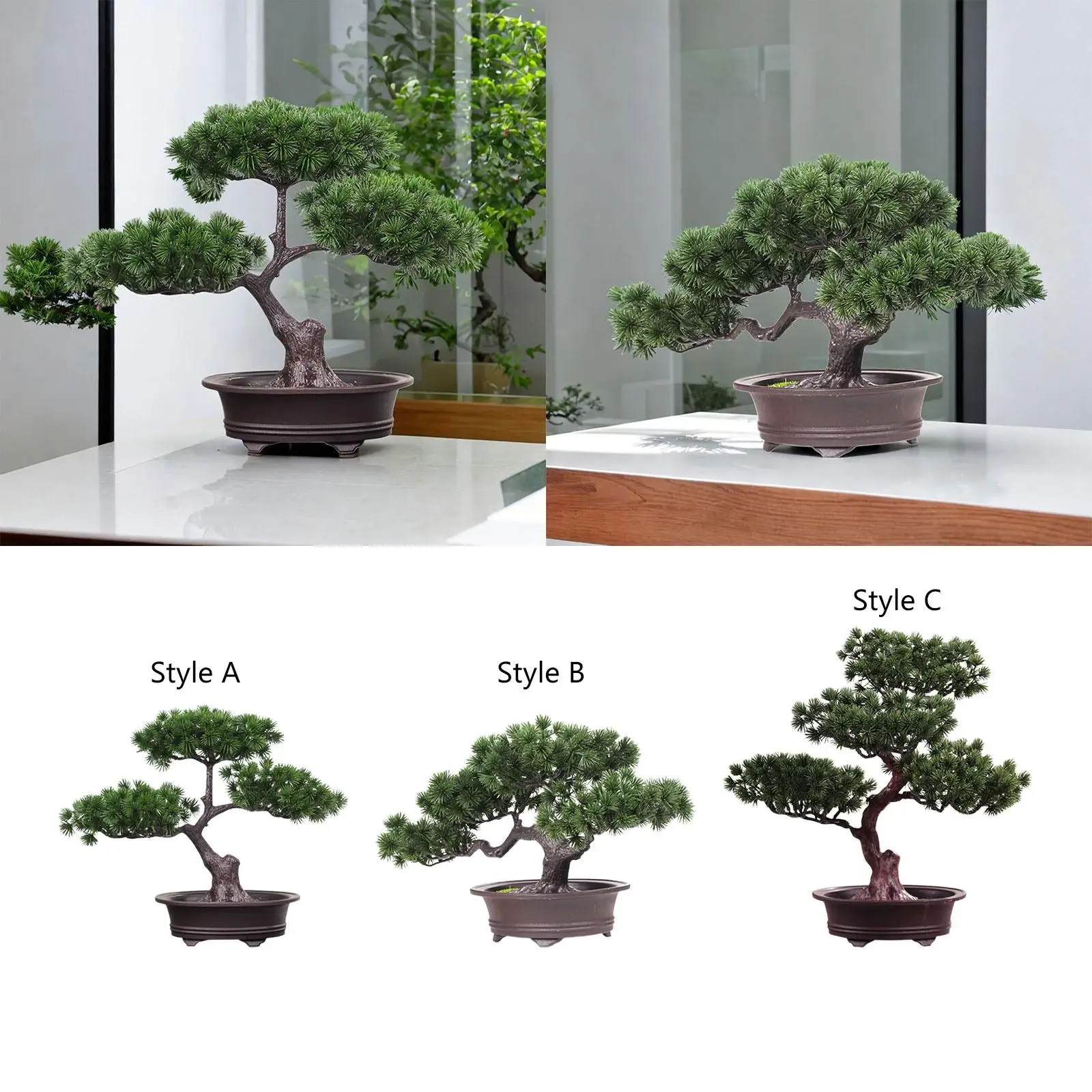 Artificial Bonsai Pine Tree Potted Plant Decoration Versatile Sturdy Realistic