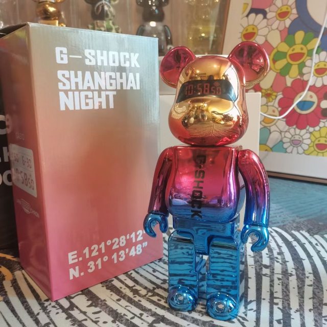 Bearbrick 400% G-SHOCK Shanghai Night Joint Ring Violent Bear Pvc Action  Figures Models Toys - AliExpress