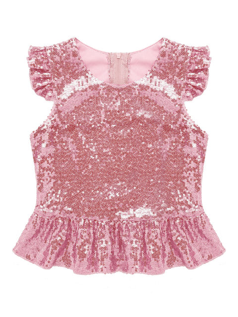 Mädchen Pailletten Top Mit Meerjungfrau Design - Glitzer Oberteil Für Kinder