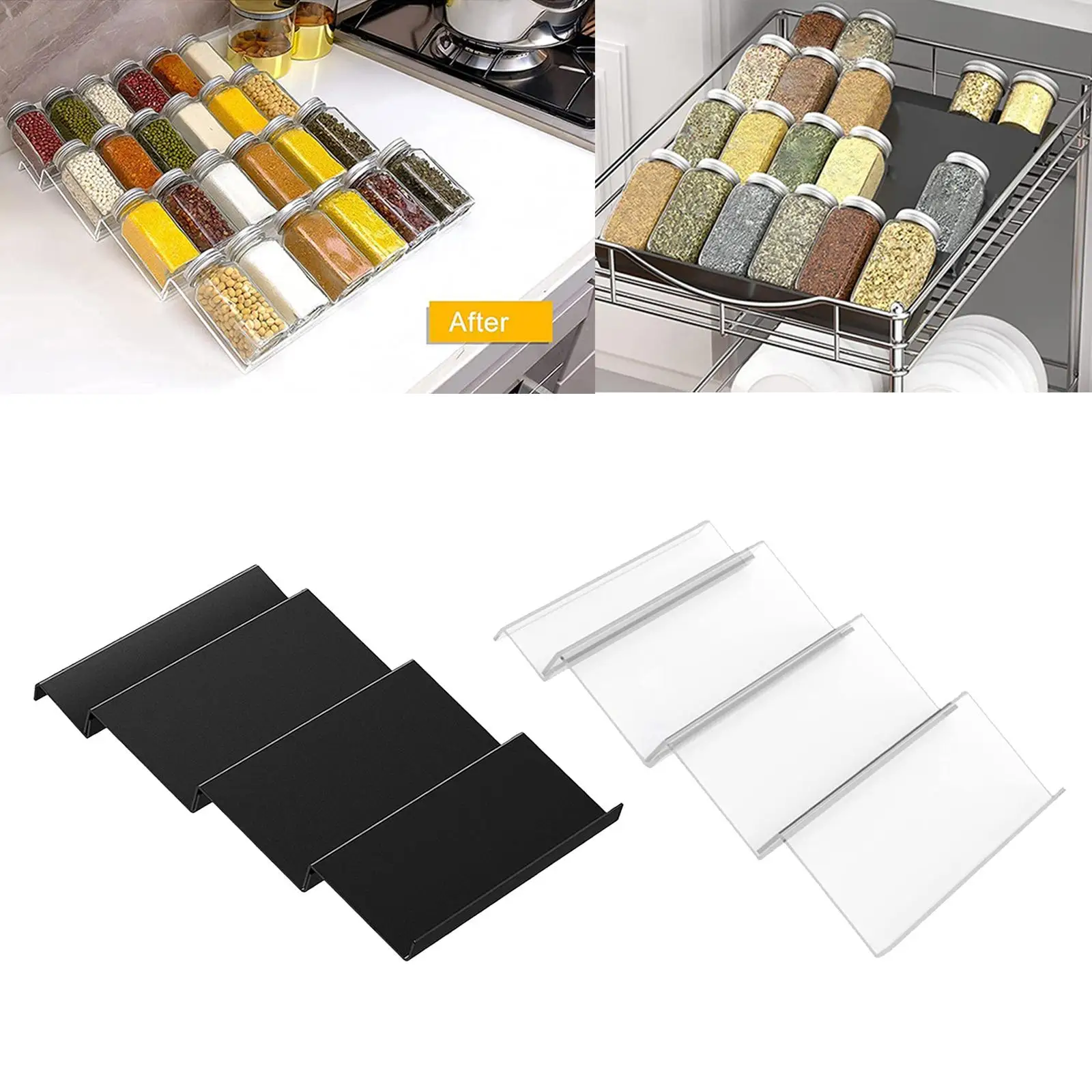 Acrylic Spice Drawer Organizer 4 Layer Spiace Bottle Storage for Cabinet