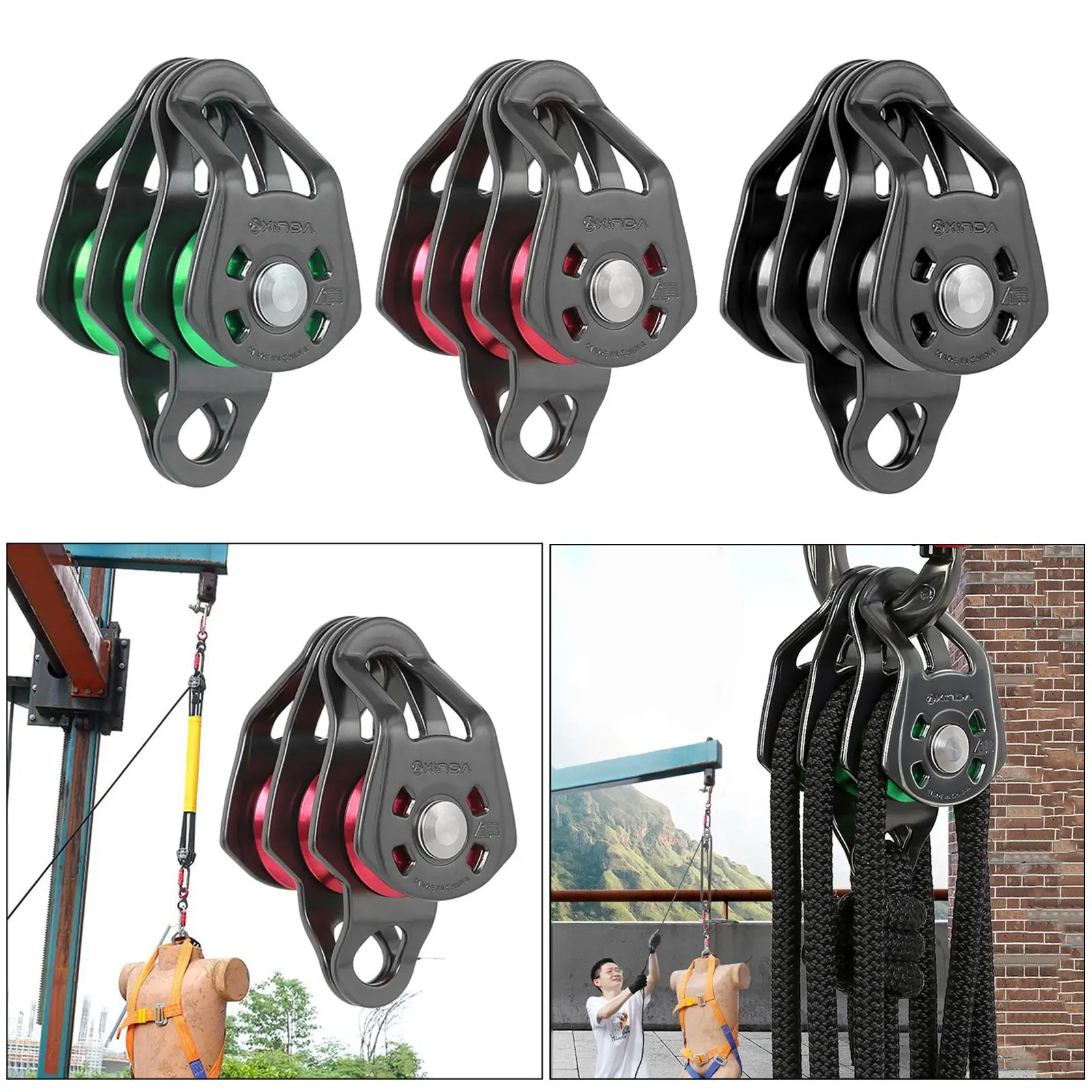 Climbing Rope Pulley with Ball Bearing  Trolley Pulley Fit for  mm Ropes Rock Climbing Caving Aloft Work