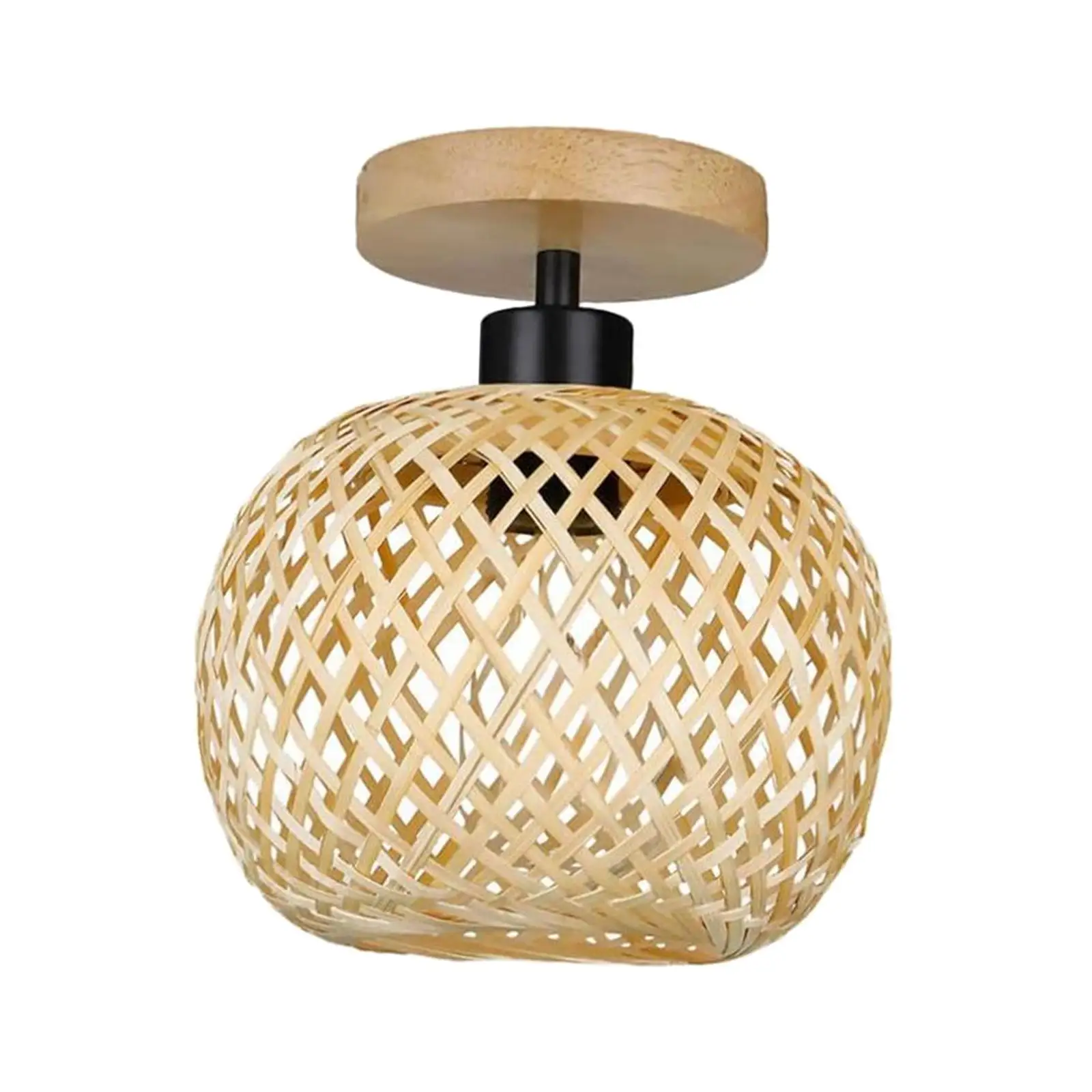 Bamboo Ceiling Lamp with No Bulb Rattan Chandelier Bohemian Bamboo Desk Lamp