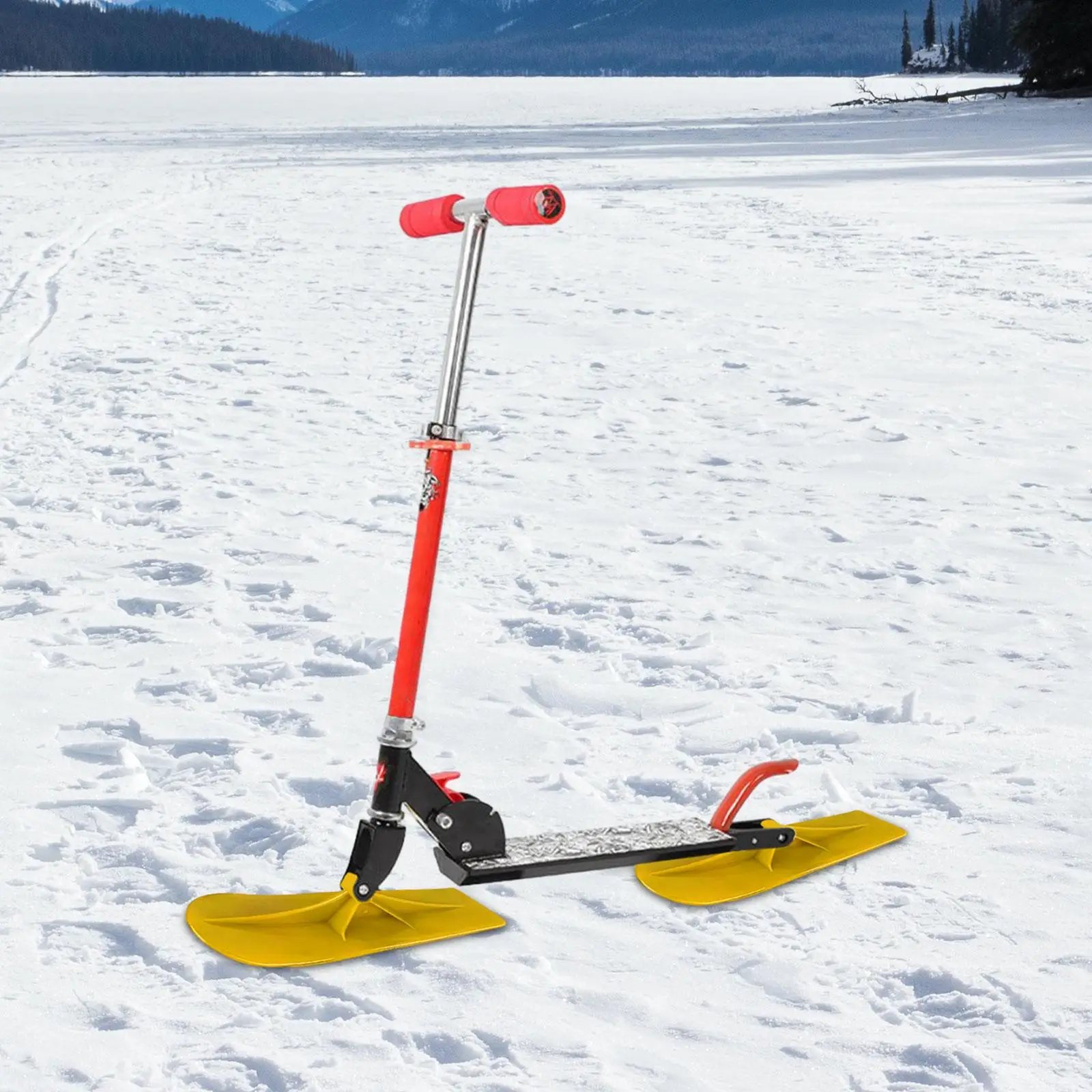 2x Snow Scooter Ski Sled Creative Ski Attachment Flat Bottom Toboggan Ski Board Sleigh for Snowboard Outdoor Christmas Children