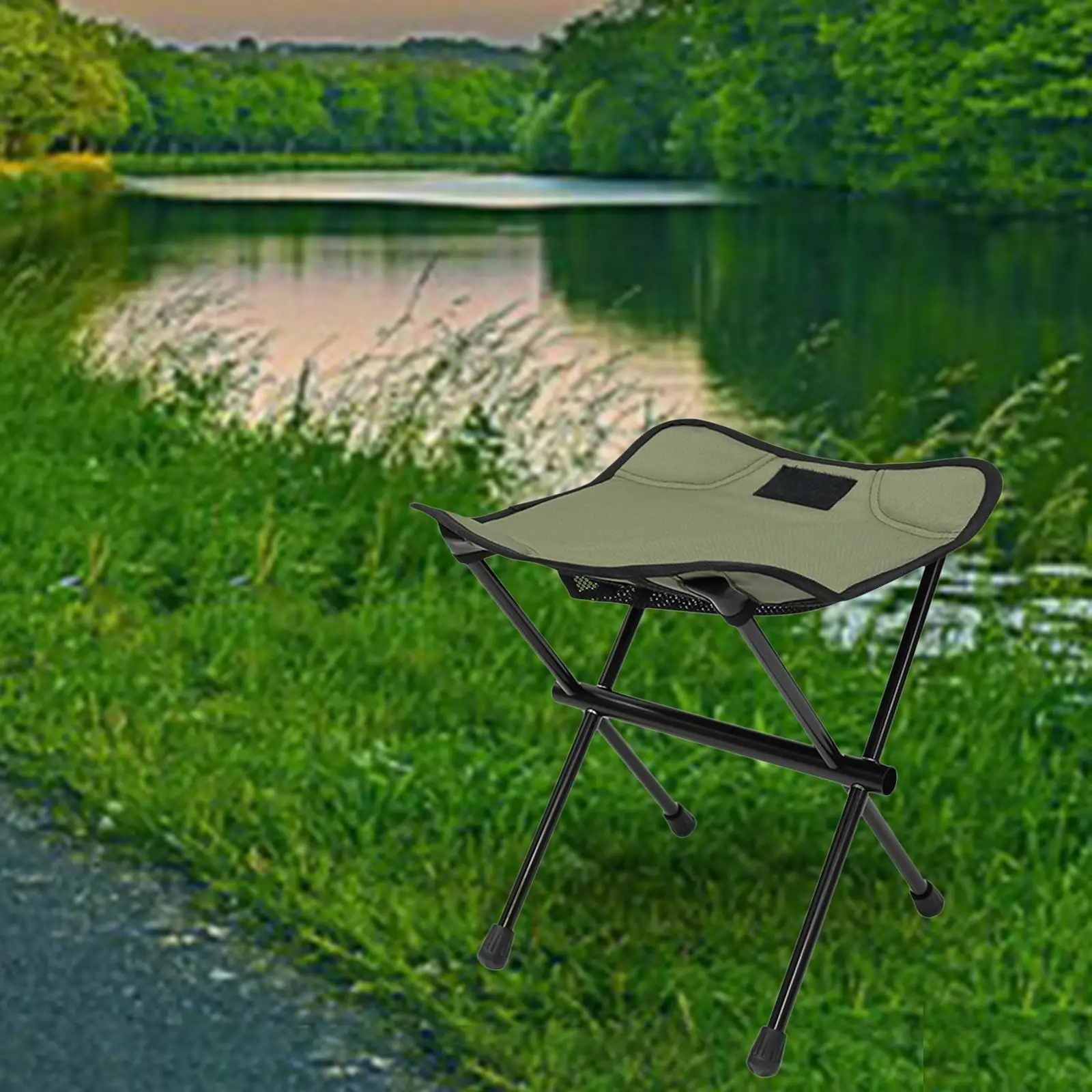 Folding Camping Stool Saddle Chair Footrest Foot Rest Footstool Foldable Chair
