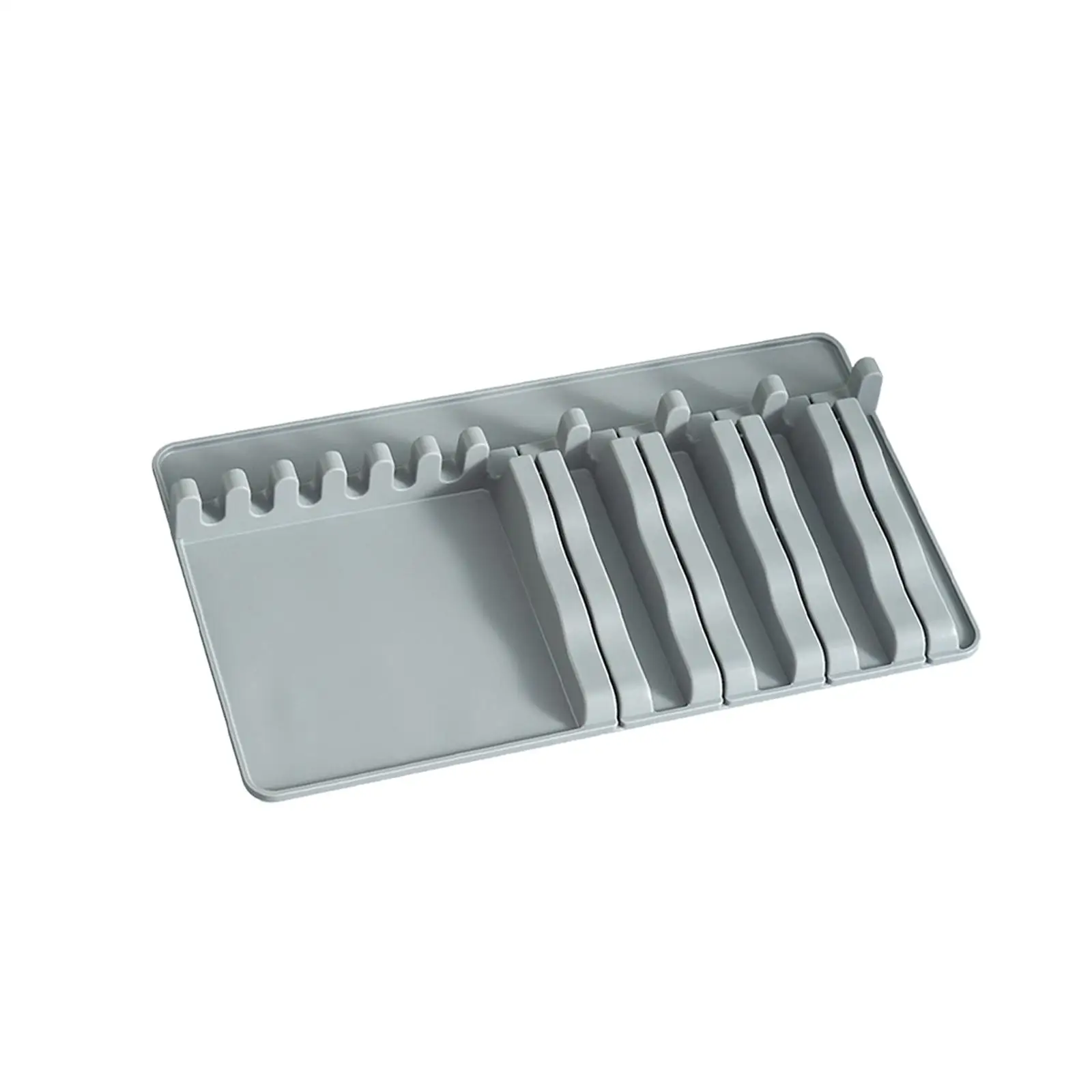 Silicone Knives Spoon Rest Organizer Rack Flexible Material Accessories Gray Color Good Ventilation with Hanging Hole Design