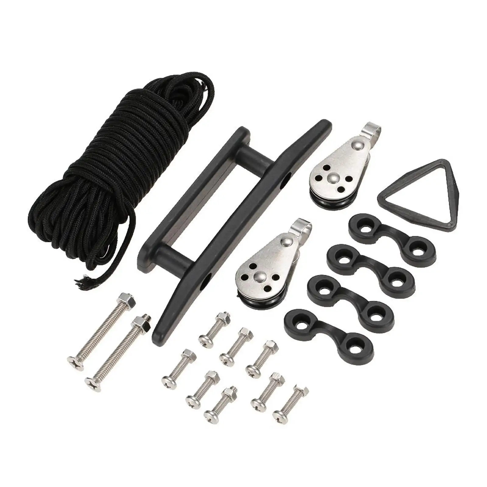 Kayak Accessories Yachting Anchor Trolley Kit Tether Rope Pulley Set Speedboat Nylon Rope Set