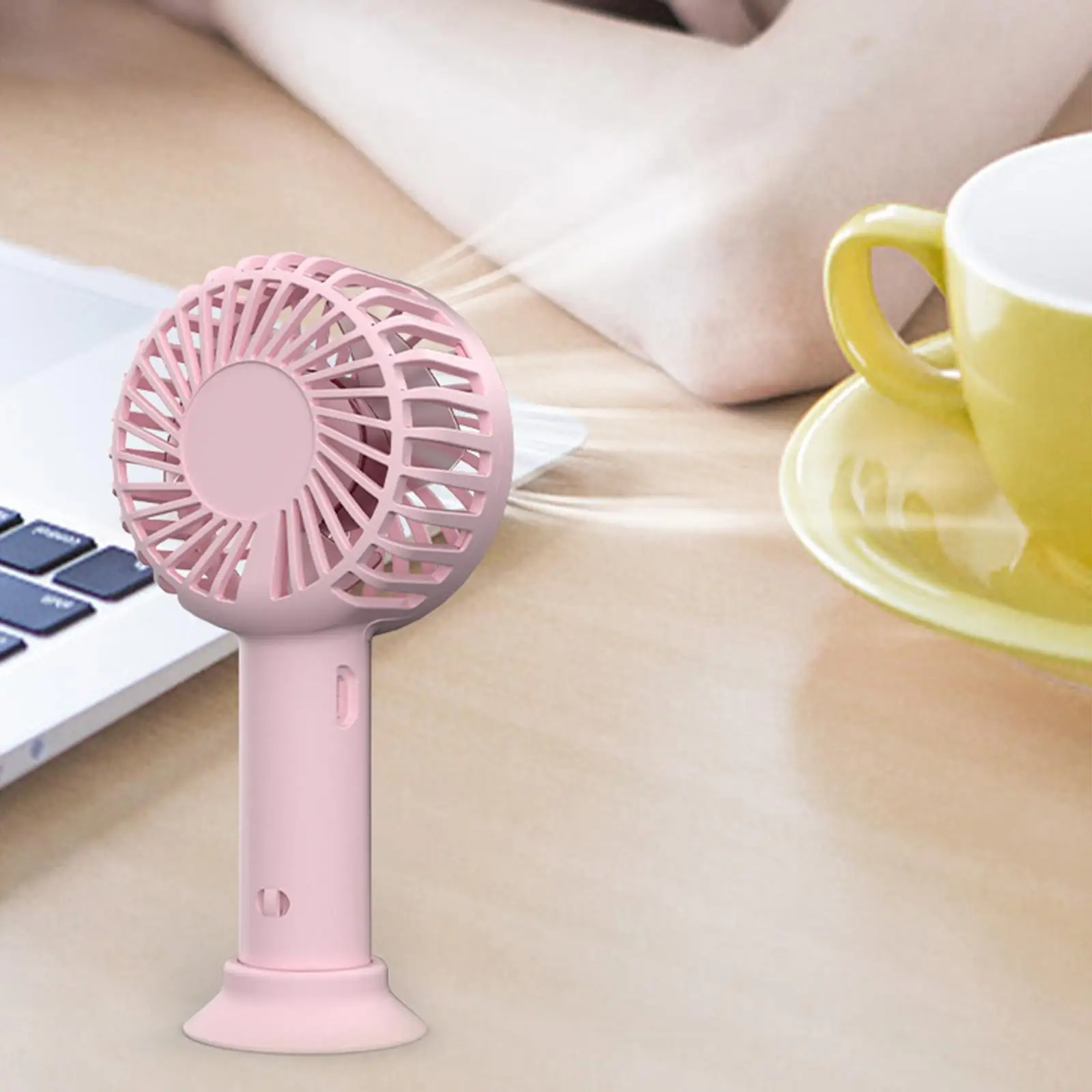 Portable Handheld Fan Personal Fan USB Rechargeable Mini Hand Fan with Base for Travel Home for Women Man Gift Lighting Effect