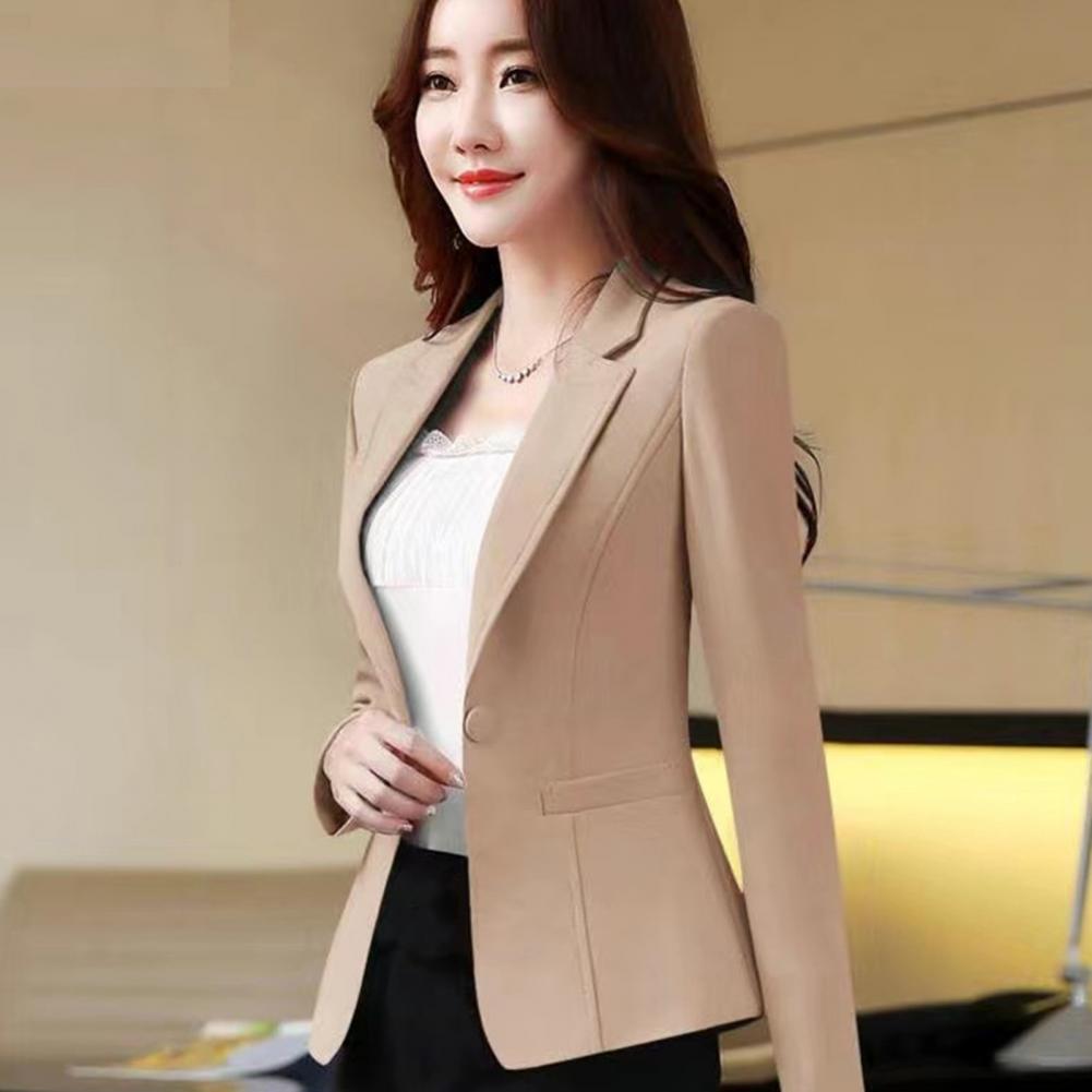 Title 10, Female Korean Casual Short Single Button Blazer...