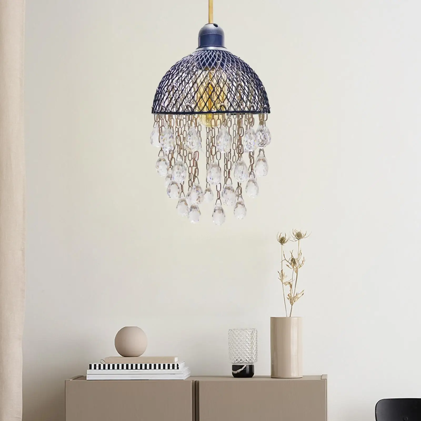 Beaded Lampshade Acrylic Chandelier Shade Modern Beaded Hanging Chandelier Shade for Bedroom Hallways Living Rooms Wedding Party