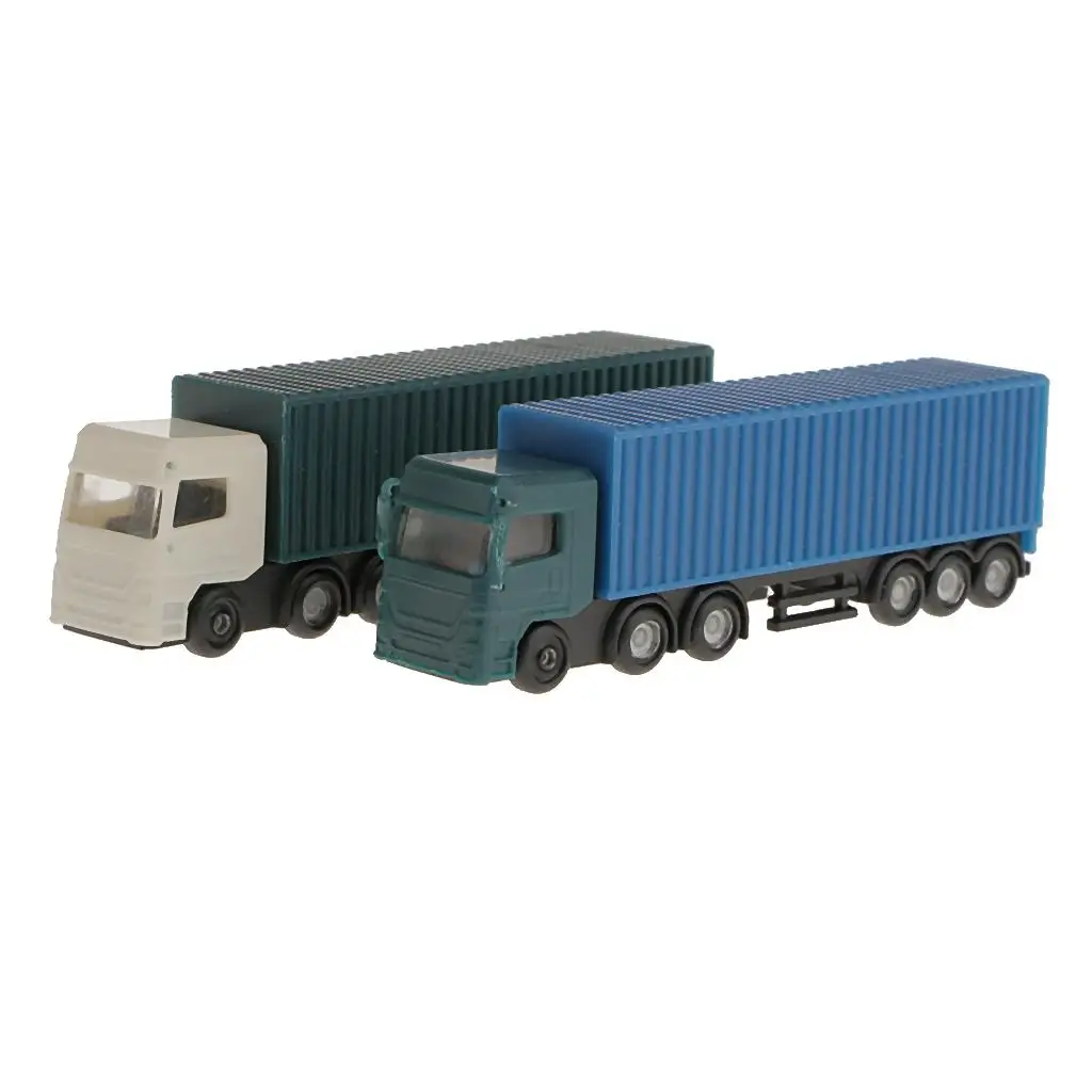 2Pcs 0 Scale Diecast Container Truck Construction Vehicle Cars Model Toy
