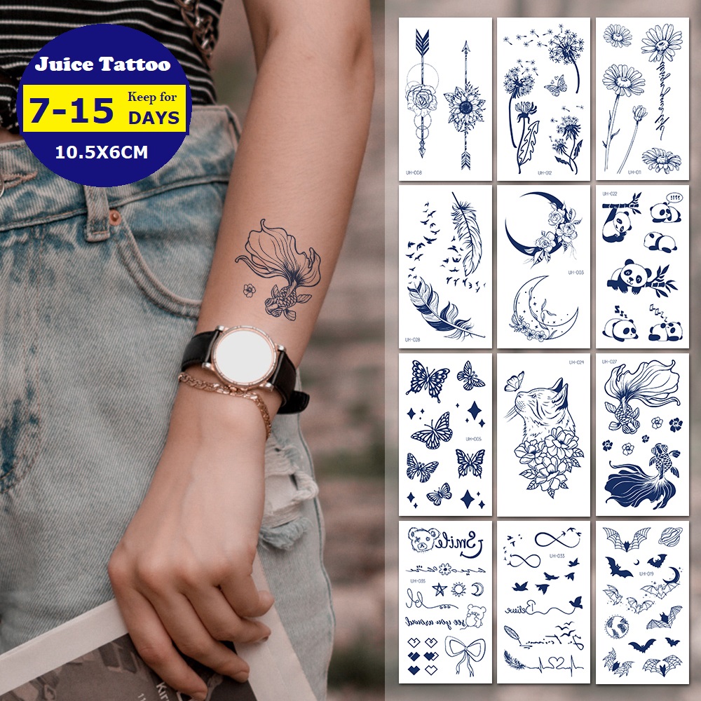 Best of Juice Tattoo Sexy Waterproof Temporary Tattoo Flower Letters On Hand Arm Waist Herbal Tattoo Stickers Fake Tattoos For Men Women Reviews & Tips