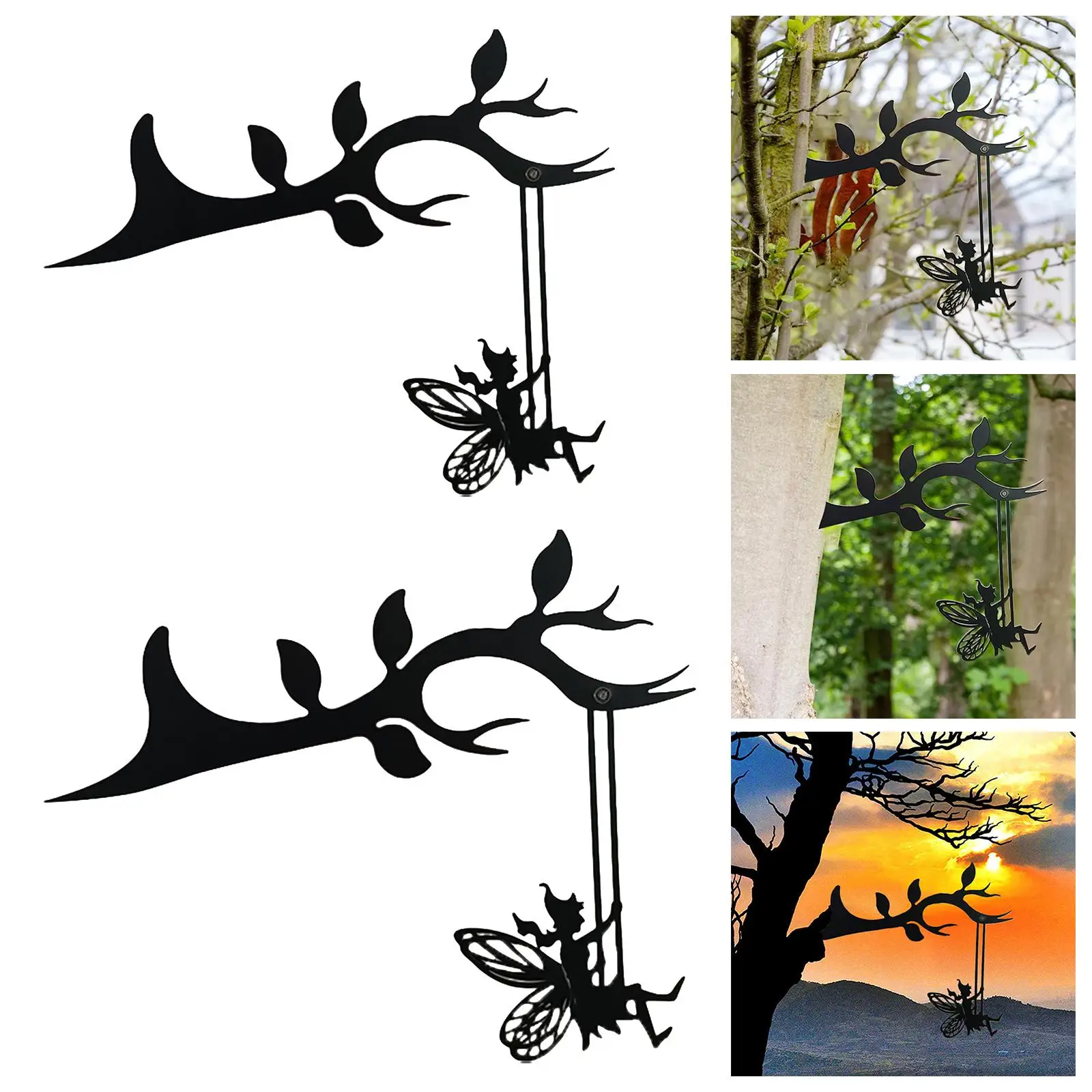 Fairy Silhouette Statue Branch Decoration  Crafts  Stakes Ornaments