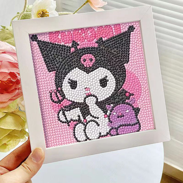 Criativo sanrio kuromi pintura diamante dos desenhos animados anime  hellokitty crianças diy artesanal diamante pintado bordado série brinquedos  - AliExpress