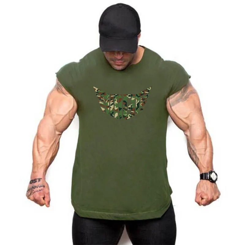 Muscleguys - Camisetas sin mangas de entrenamiento para hombre, ropa de culturismo de Fitness y gimnasio, camiseta suelta transpirable de algodón informal de verano