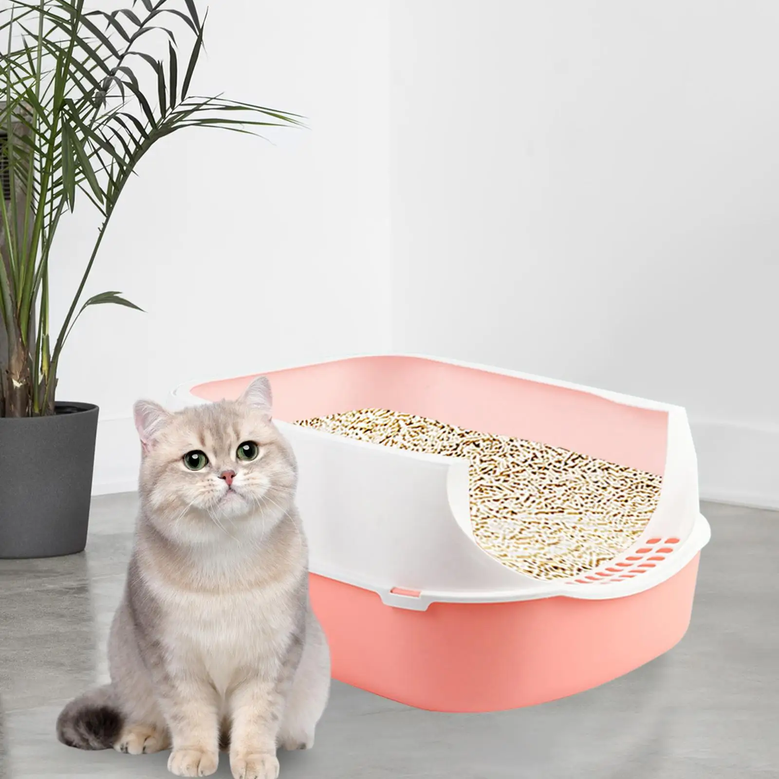 Cat Litter Box Semi Open Prevent Sand Leakage High Side Sifting Litter Box