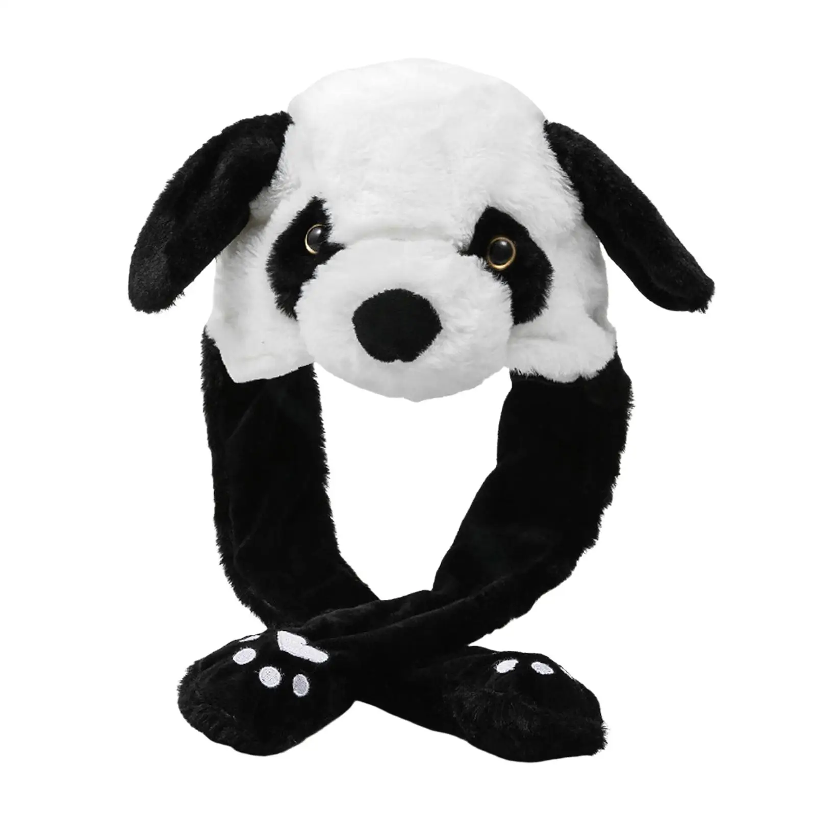 Cute Ear Moving Jumping Hats Decoration Photo Props Cozy Holiday Hat Headdress Panda Plush Hat for Party Easter Costume Cosplay