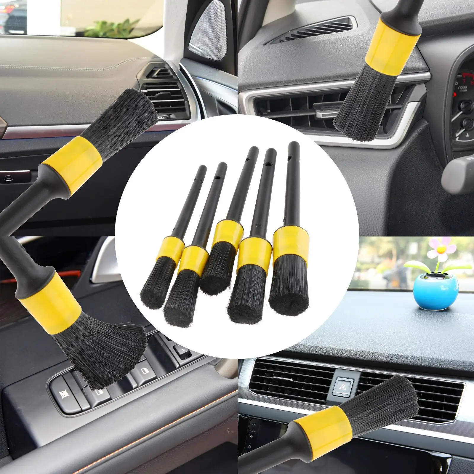 5 Pieces Car Detailing Brush Set Different Sizes Cleaning Brushes for Cleaning Interior Wheel  Engine Exterior