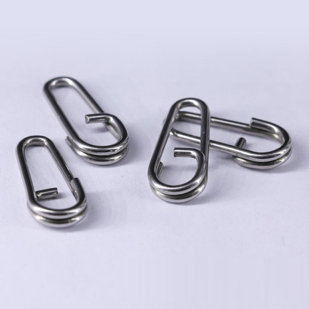 DNDYUJU 20-100pcs Stainless Steel Bent Dead Oval Split Rings Loop Lure Fishing Connector Fishing Hook Snap Fake Bait Swivel Snap