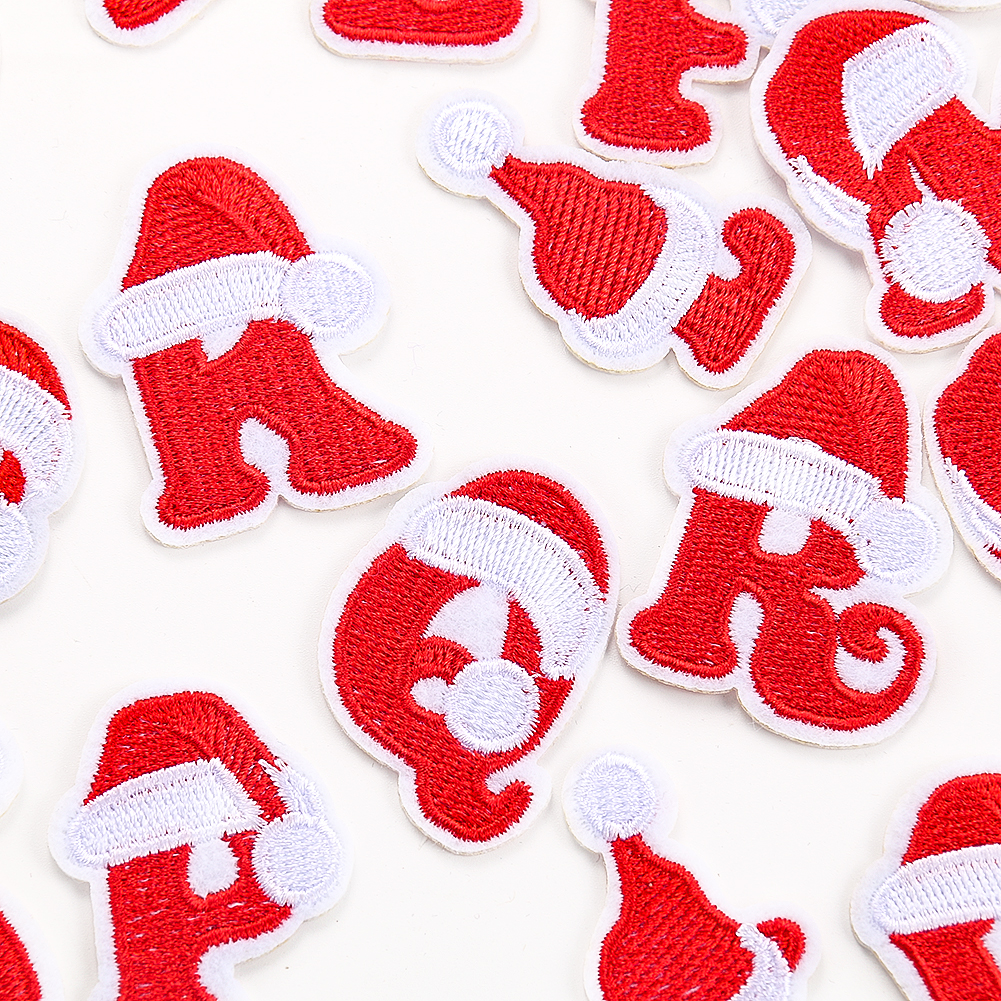 26 Stück Weihnachtsserie Buchstaben-Patch, Alphabet, roter Hut, Mütze, Weihnachtsmann, Stickerei, Eisen auf Applikation, DIY-Stoff, Patchwork-Handwerk – Detail 3