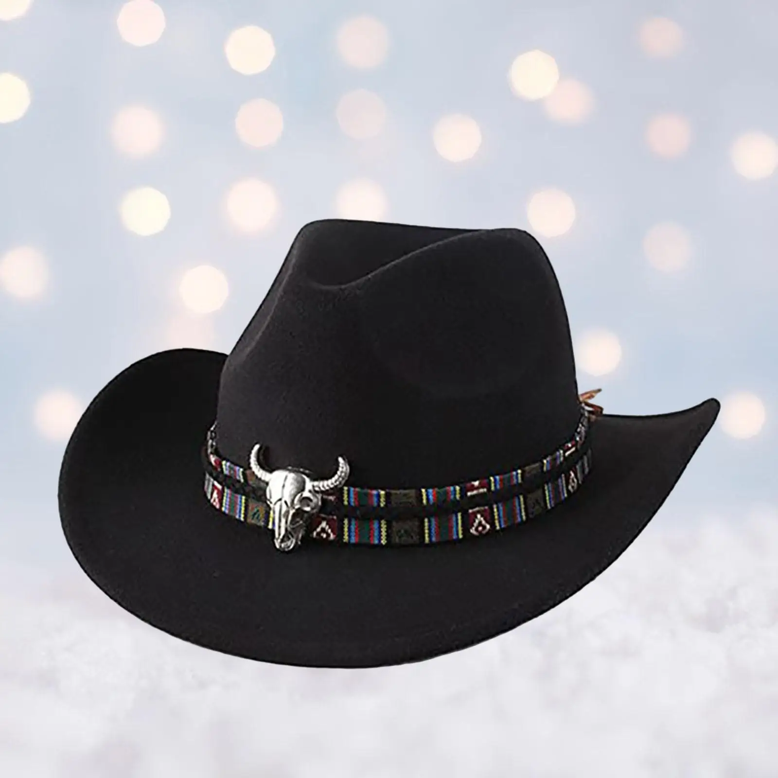 Cowgirl Hat Comfortable with Pull On Closure Trendy black for Autumn