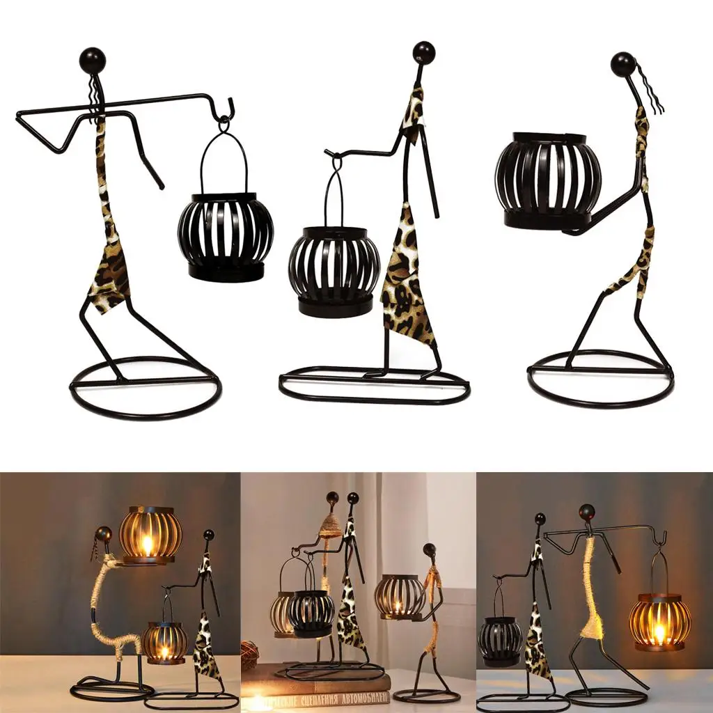 Nordic Metal Candlestick Abstract Character Sculpture Candle Holder Decor Figurines Home Decoration Art Gift