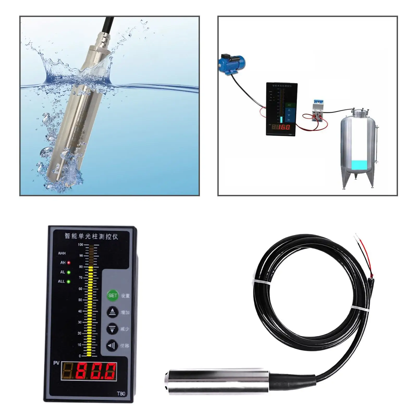 4-20mA Submersible Liquid Level Depth Intelligent Sensor Display