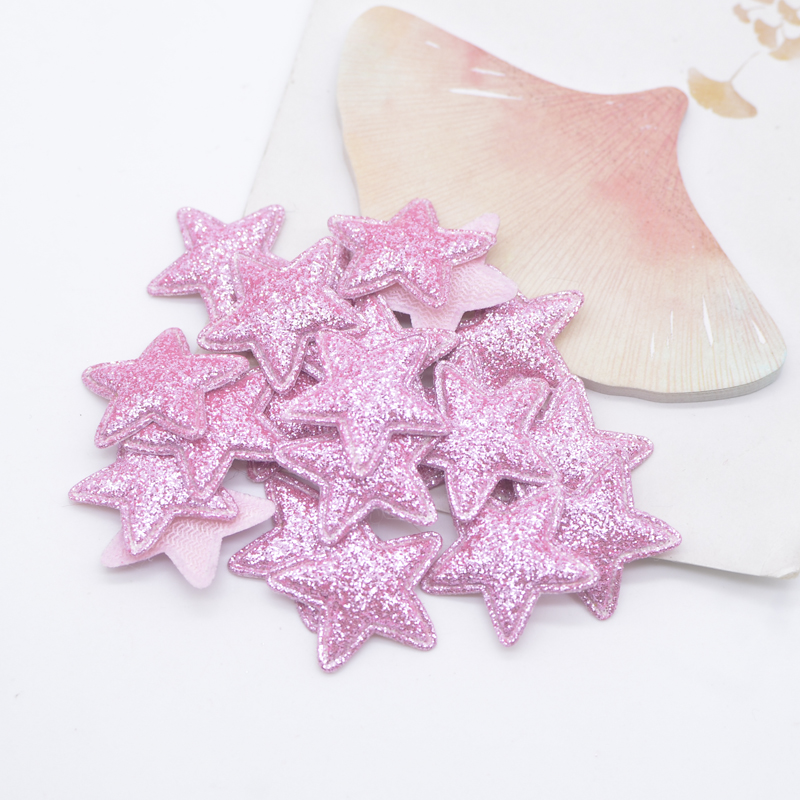 100Pcs 25mm Padded Glitter Star Appliques für DIY Handwerk Kleidung Hut Nähen Patches Haarnadel Haar Clips Topper Decor zubehör – Detail 11