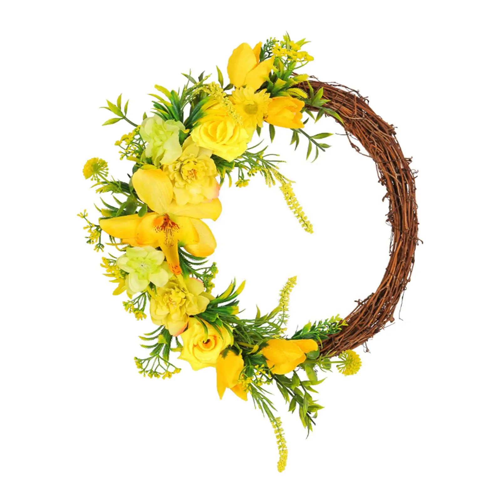 Yellow Roses Wreath Beautiful Floral Hoop for Home Wall Porch Window Gallery