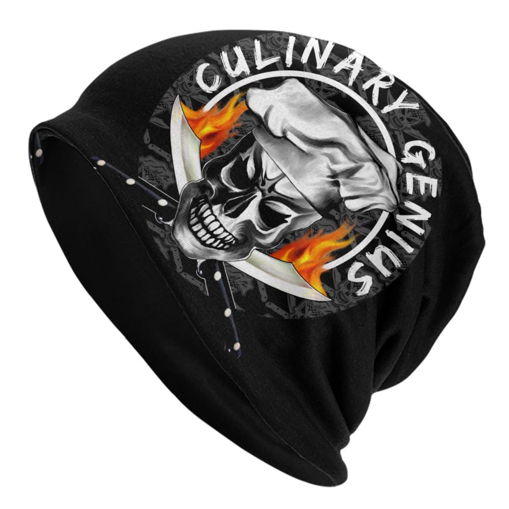 Benutzerdefinierte lustige Kochen Schädel Messer Chef Motorhaube Hut Stricken Hüte Männer Frauen Mode Unisex Erwachsene Winter warme Mützen Kappe – Detail 7