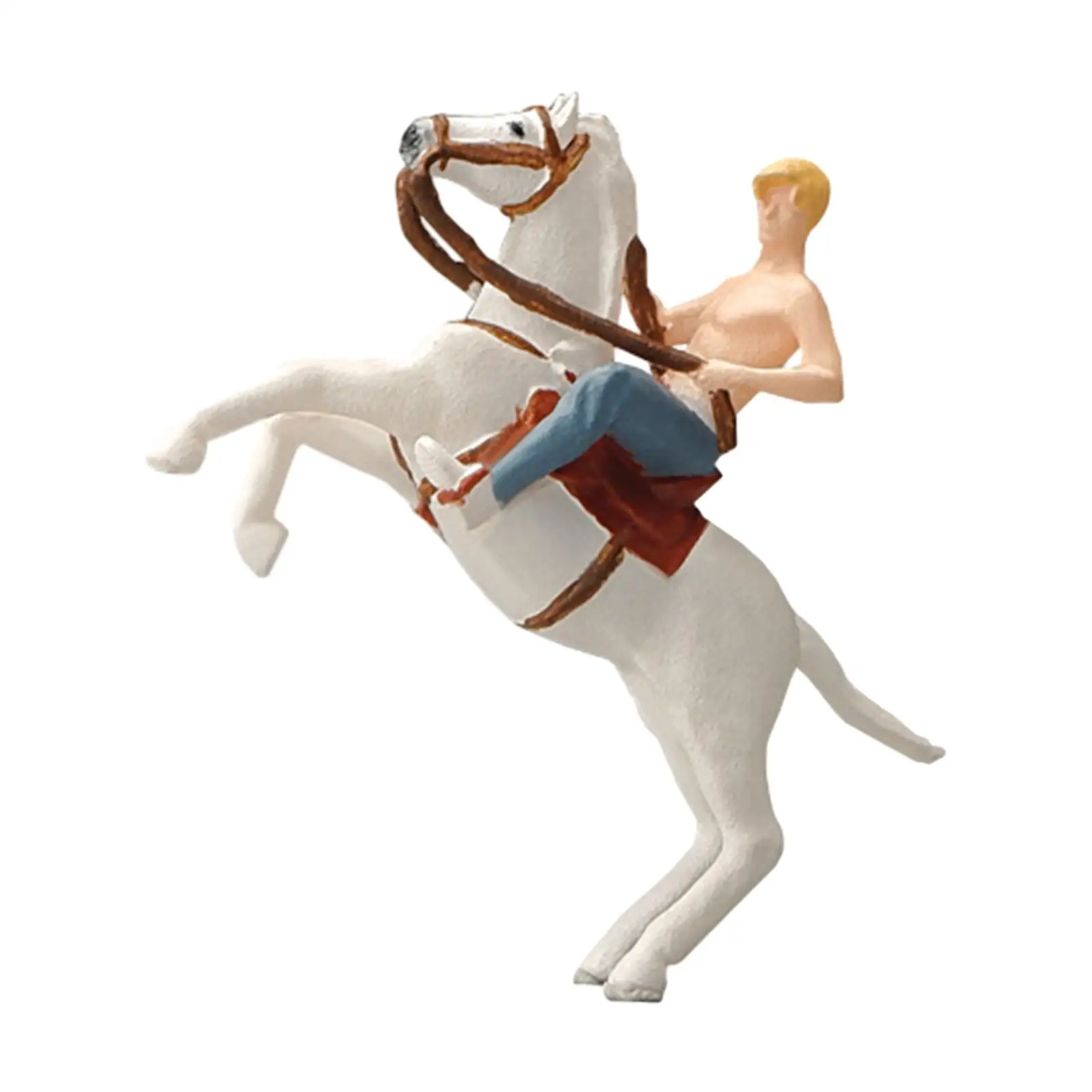 Miniature Resin Figurine 1/64 People Model Collection 1:64 Scale Male on Horseback for Desktop Ornament Micro Landscape