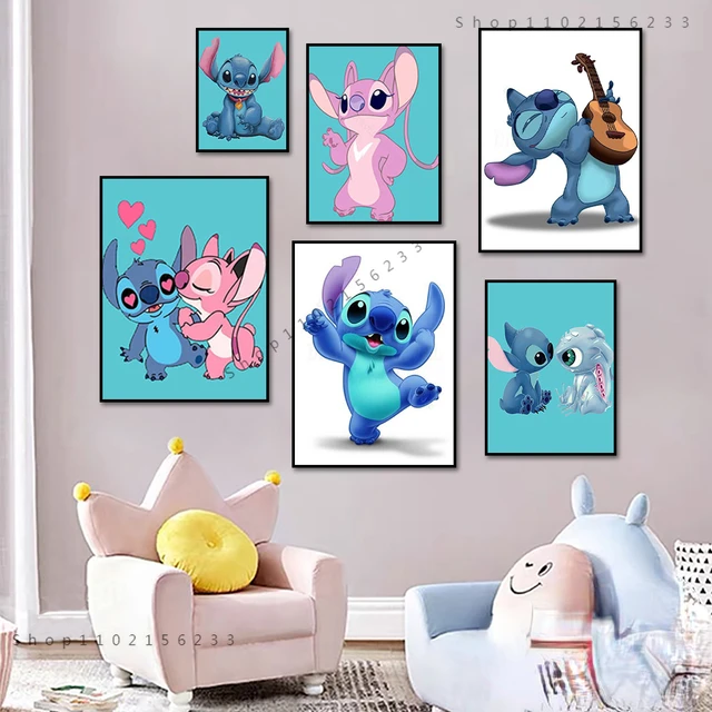 Disney 5PCS Canvas Painting Set Lilo & Stitch Cartoon Poster Room