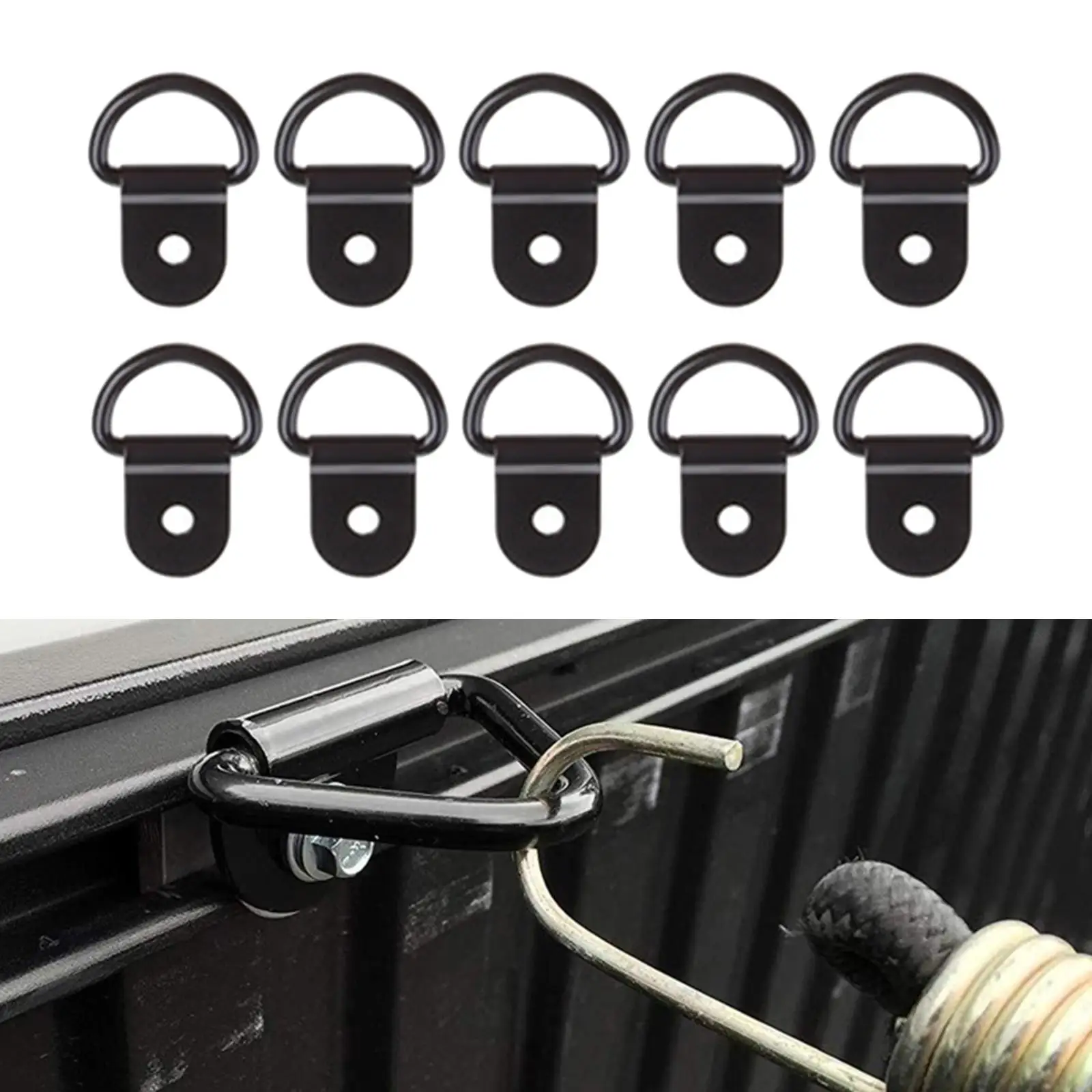 3X 10Pcs D Tie Down Anchors Black Tie Down Fit for RV Trailers Boats