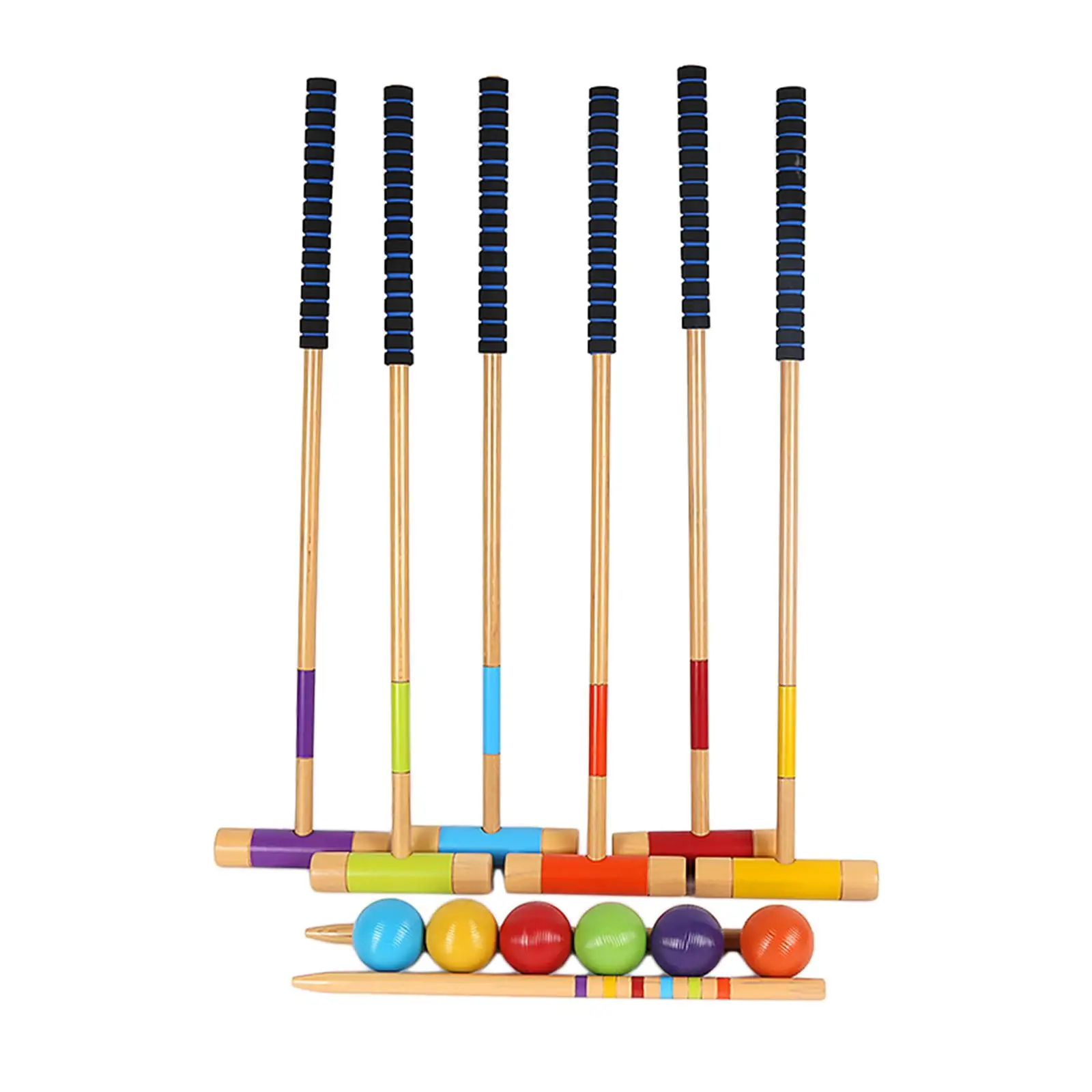 6Pcs 1 Set for 6 Players Colored Balls Carrying Bag with Wooden Mallets Diameter 7.5cm Croquet for Lawn Outdoor Toys Backyard