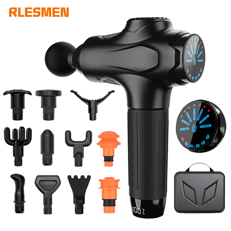 Best of RLESMEN Professional Massage Gun 12 Head High Frequency Electric Fascia Gun Muscle Relaxation Massager For Adult Fitness Men Reviews & Tips