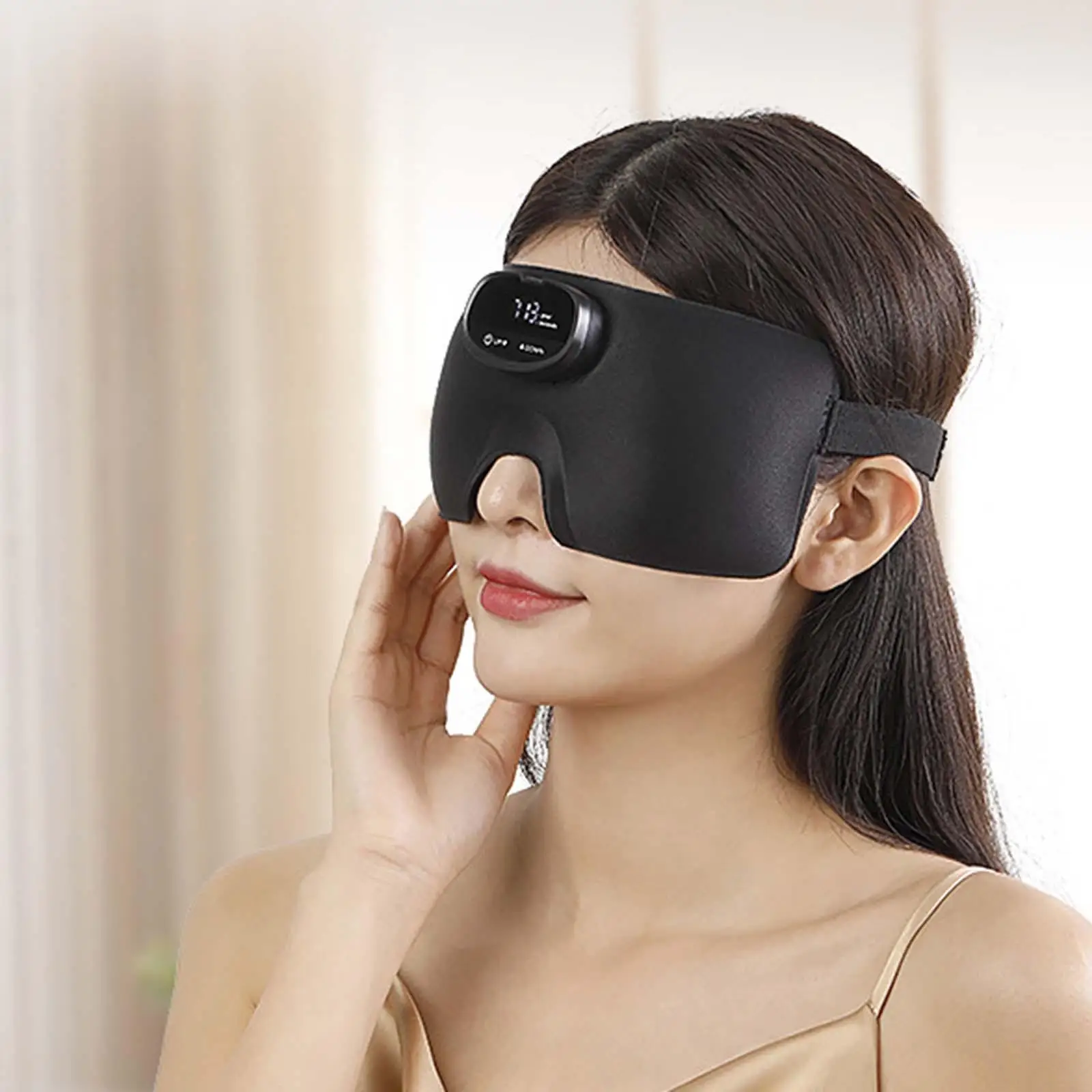 Electric Sleeping Eye Mask USB Charging Soft Padded Blocking Light for Relax