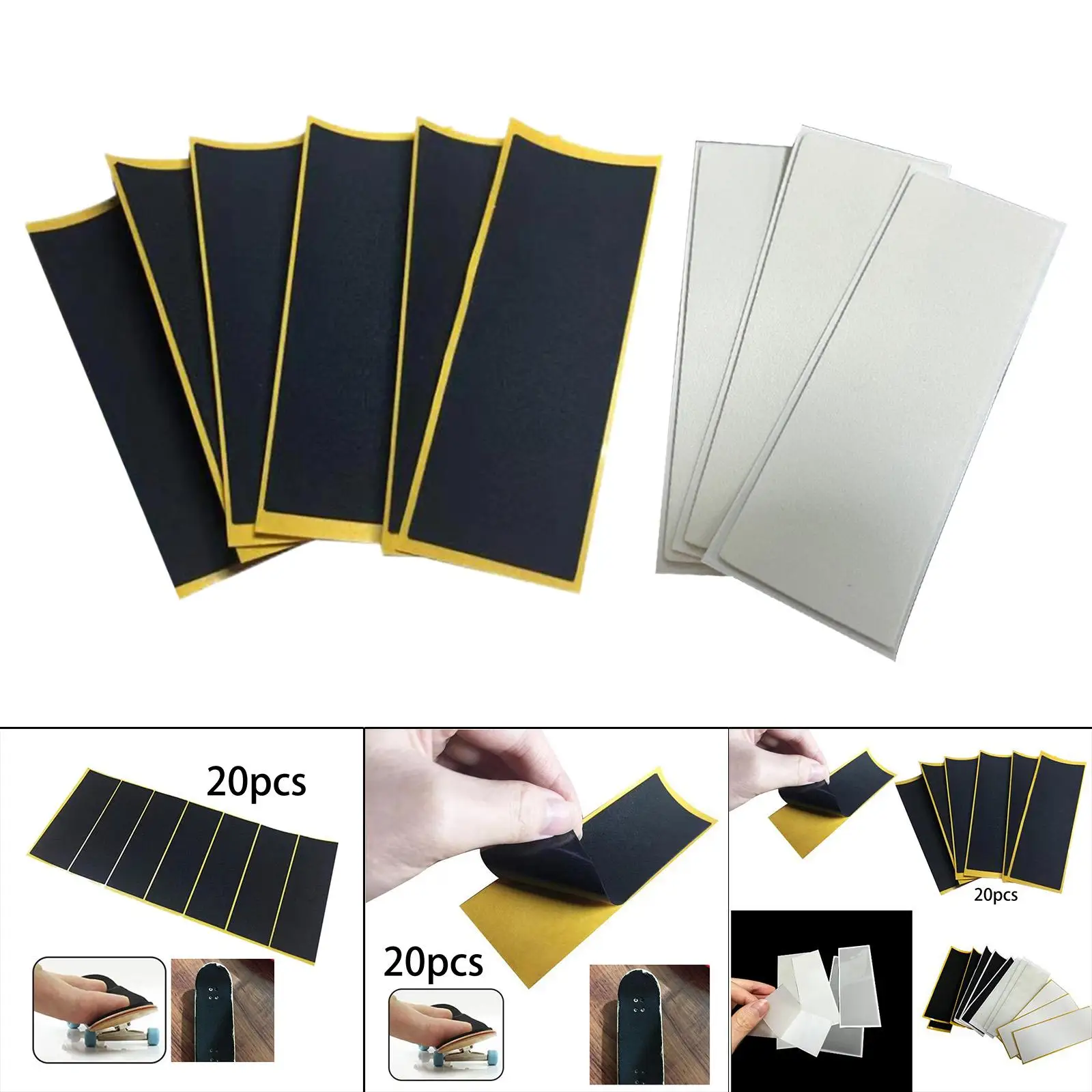 20 Pieces Fingerboard Deck Tape Adhesive Non Slip 11x3.8cm Skateboard Foam Tape Stickers for Fingerboards Accessories