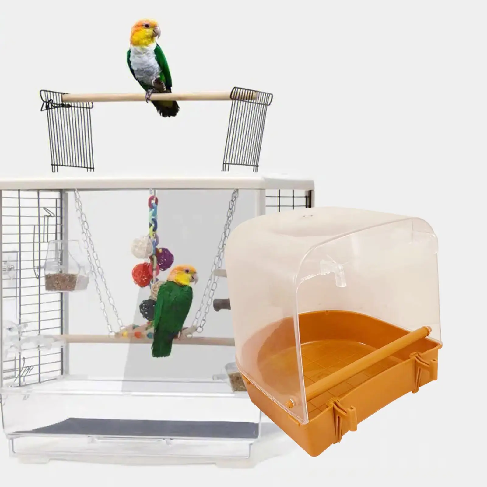 Bird Bath for Cage Bird Cage Waterer Bird Cage Accessories Parrot Bath Tub for Parakeet Cockatiel Small Birds Canary Parrots
