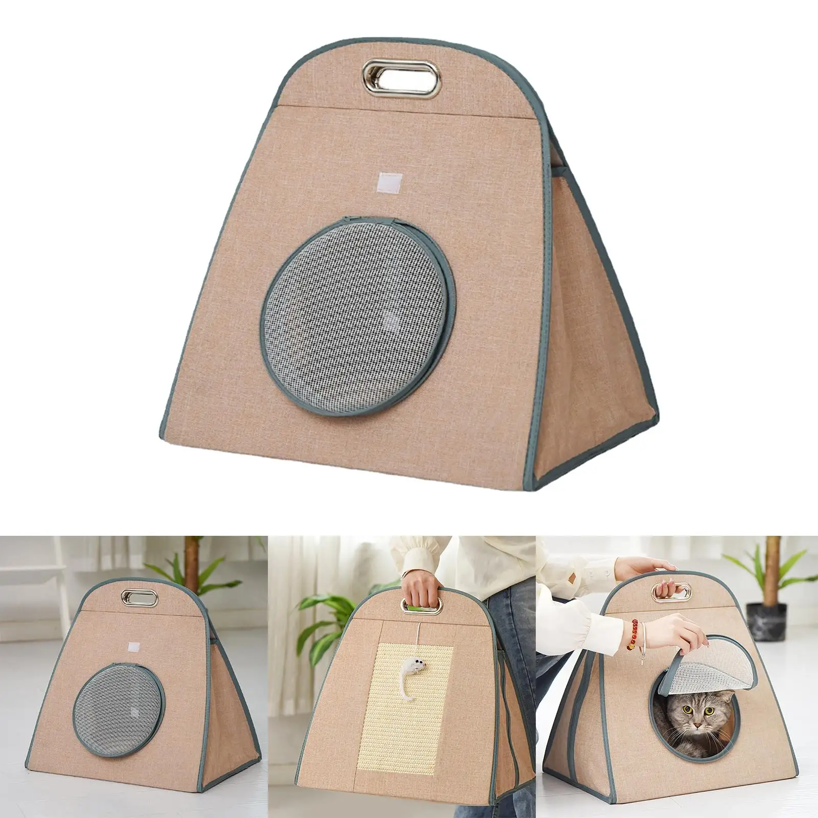 Portable Cat Carriers Bag Foldable Breathable with Animal Pendant Pet Carriers for Walking Hiking