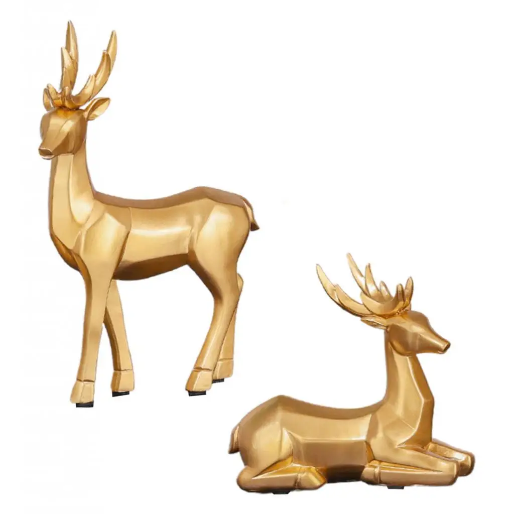 2Pcs Couple Deer Statues Nordic Style Centerpiece Elk for Bedroom Home