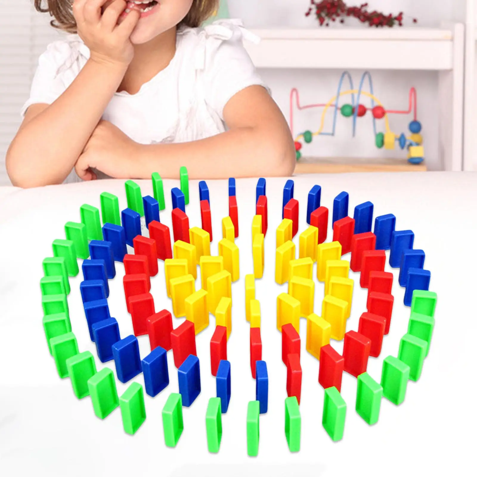 100x Dominoes Train Blocks Set Educational Play Toy for Creative Gifts