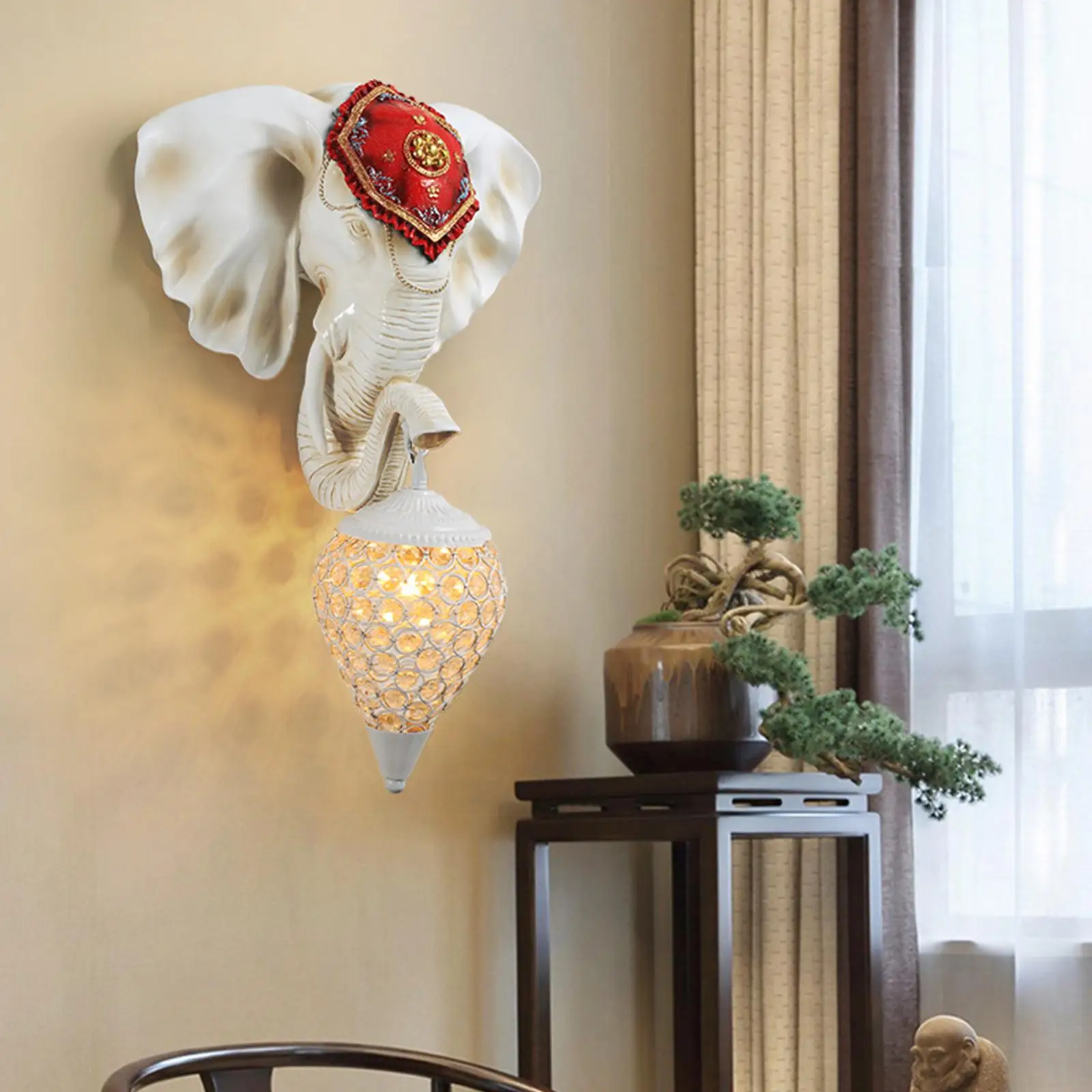 Modern Wall Sconce Lights Lighting Fixtures Elephant Shape Resin Figurines for Hallway Indoor Outdoor Kitchen Bedroom Decor