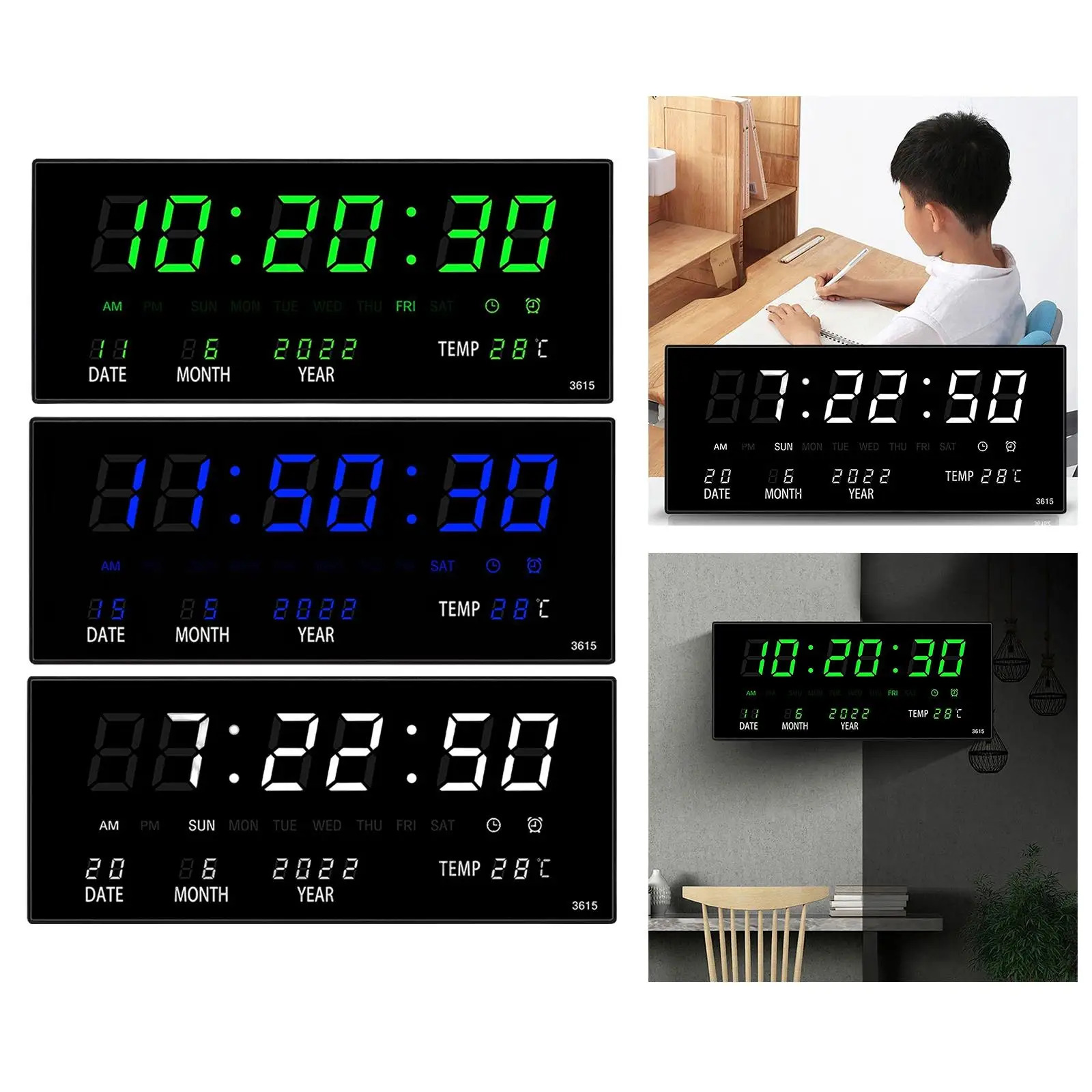 Digital Alarm Clock Temperature Multifunctional Calendar Perpetual Calendar Electronic Clock for office Date Boys Girls