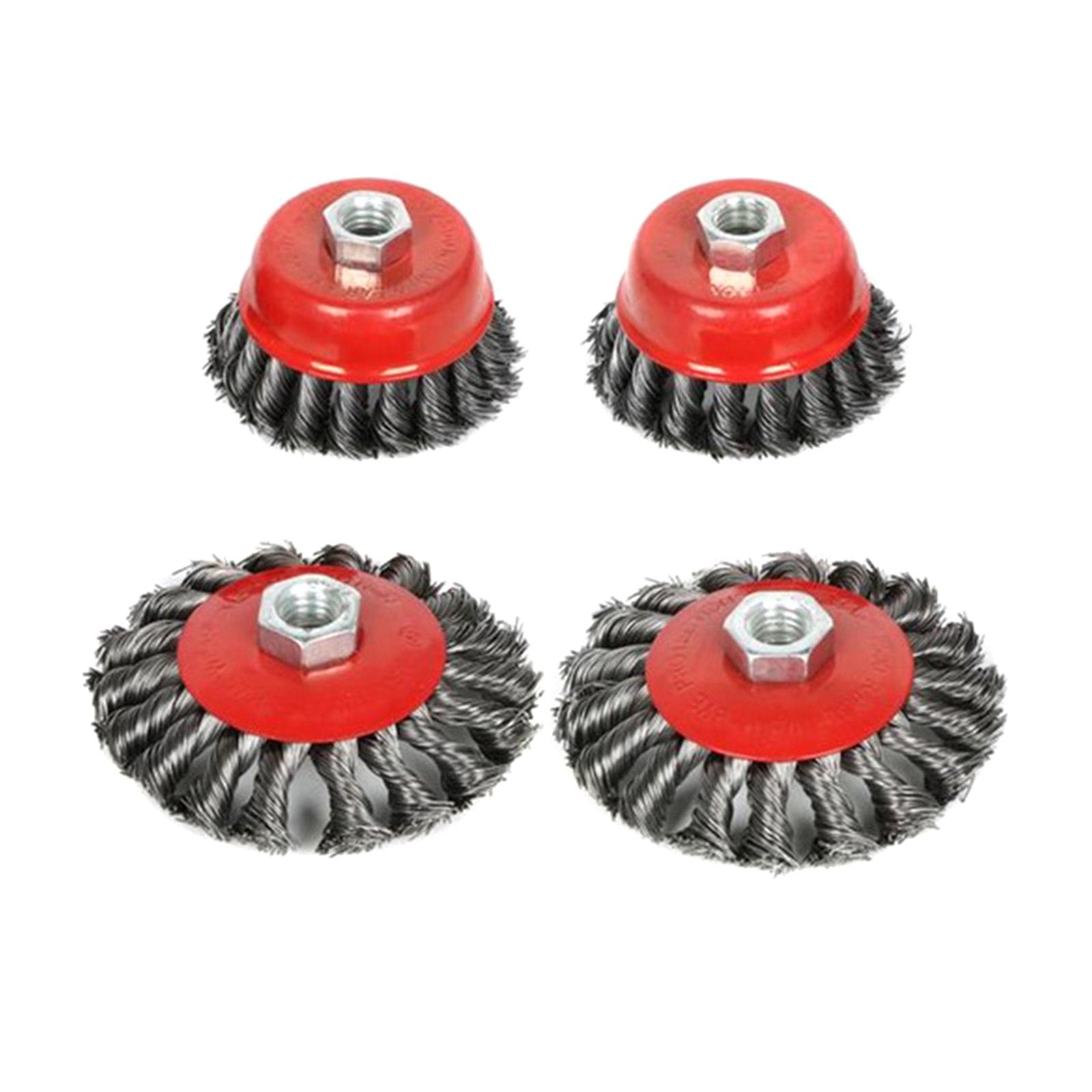 4x Twisted Knotted Cup Brush, Wire Brush Wheel Cup Brush for Descaling, Roughening, Grinding, Deburring